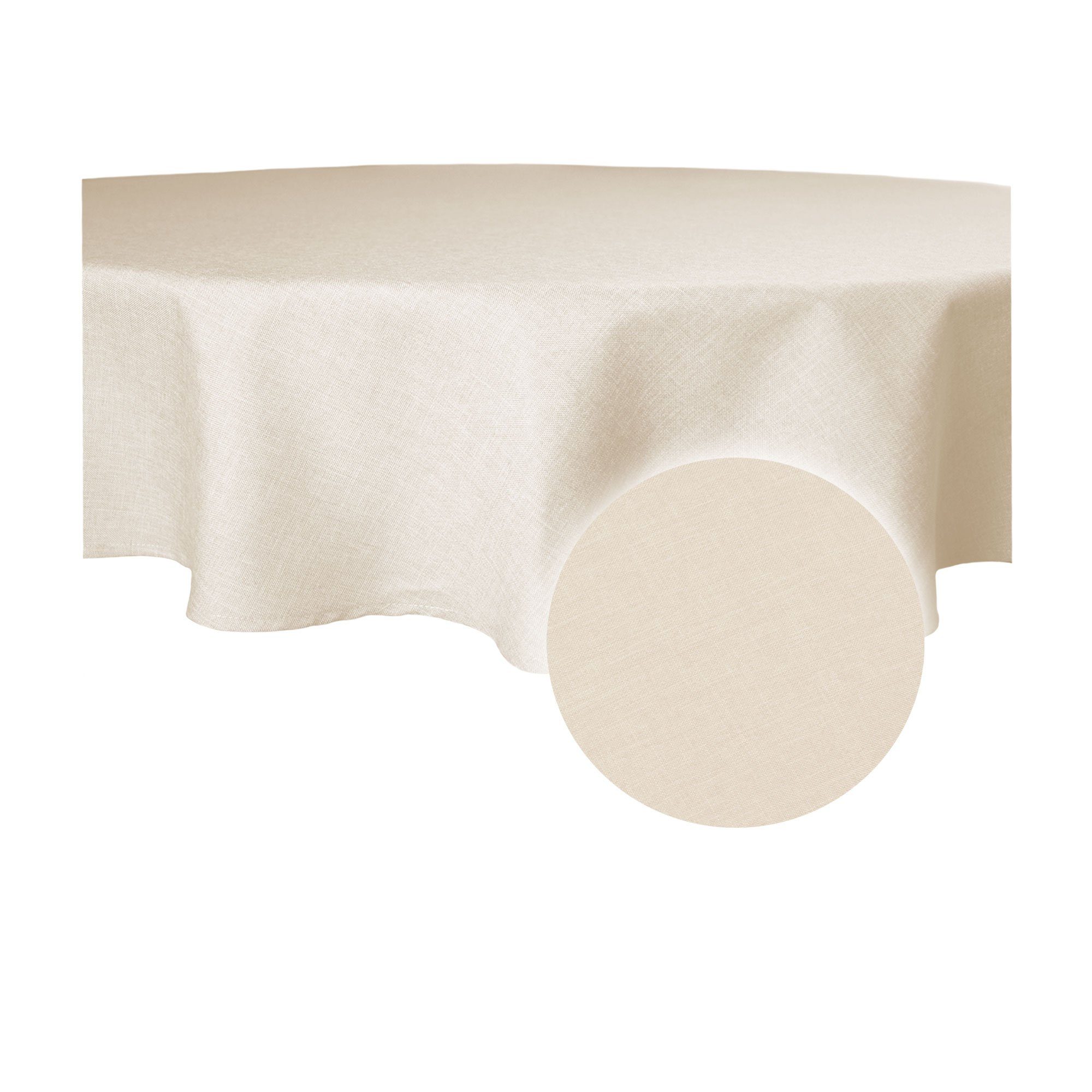 Haus und Deko Tischdecke Tischdecke rund 140 cm Ø beschichtet Leinenoptik wasserabweisend (1-tlg) – Bild 2 von 5