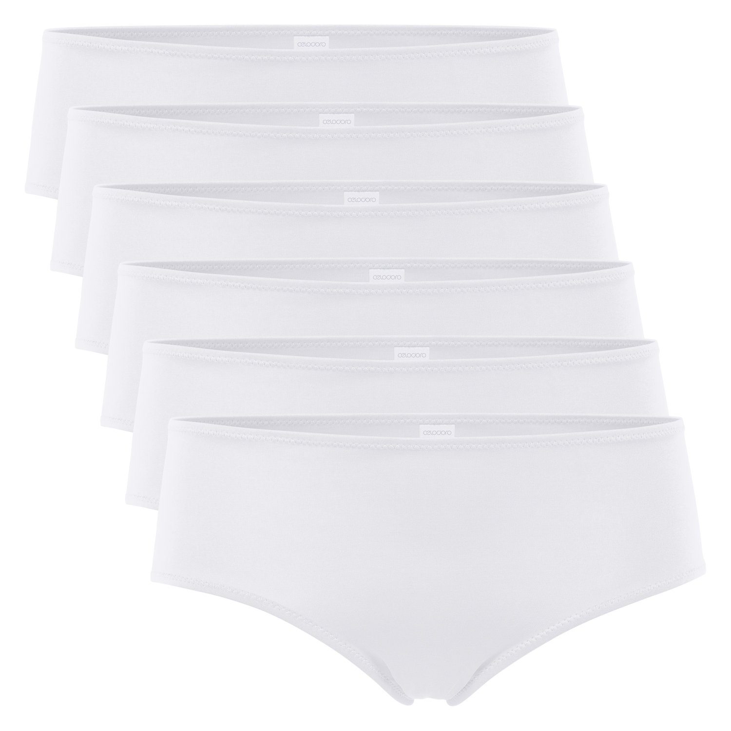 celodoro Panty Damen Panty Hipster (6er Pack) Panties aus Quick Dry-Fasern Weiss