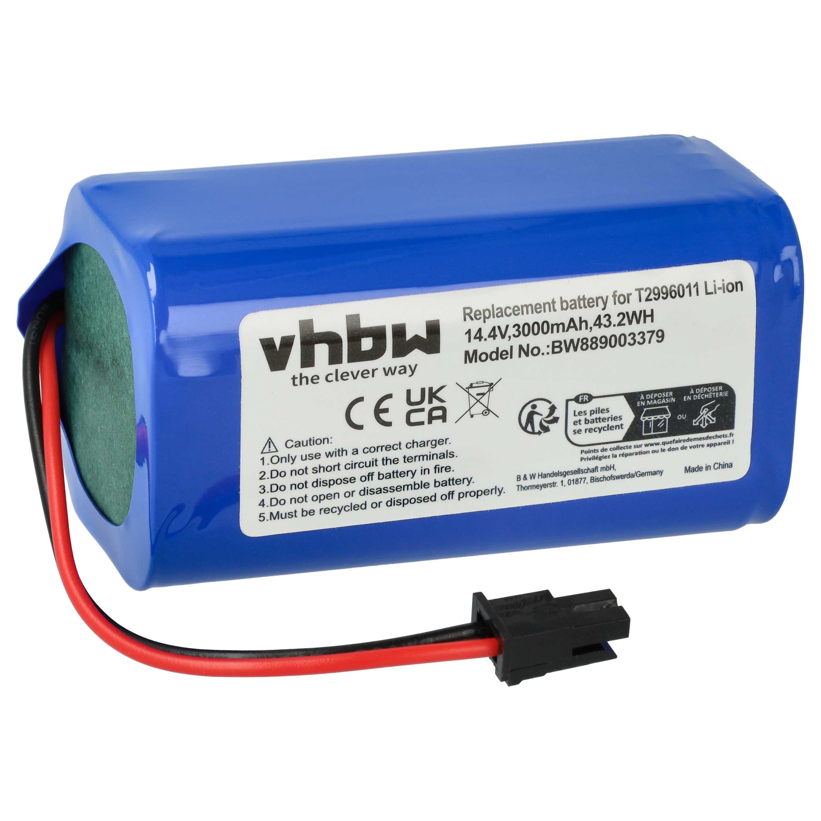 vhbw Akku passend für Eufy RoboVac LR30 HYBRID Plus, LR30 HYBRID Staubsauger-Akku Akku Li-Ion 3000 mAh (14,4 V, 1 St), Leistungsfähiger Austausch-Akku für Ihren Saugroboter