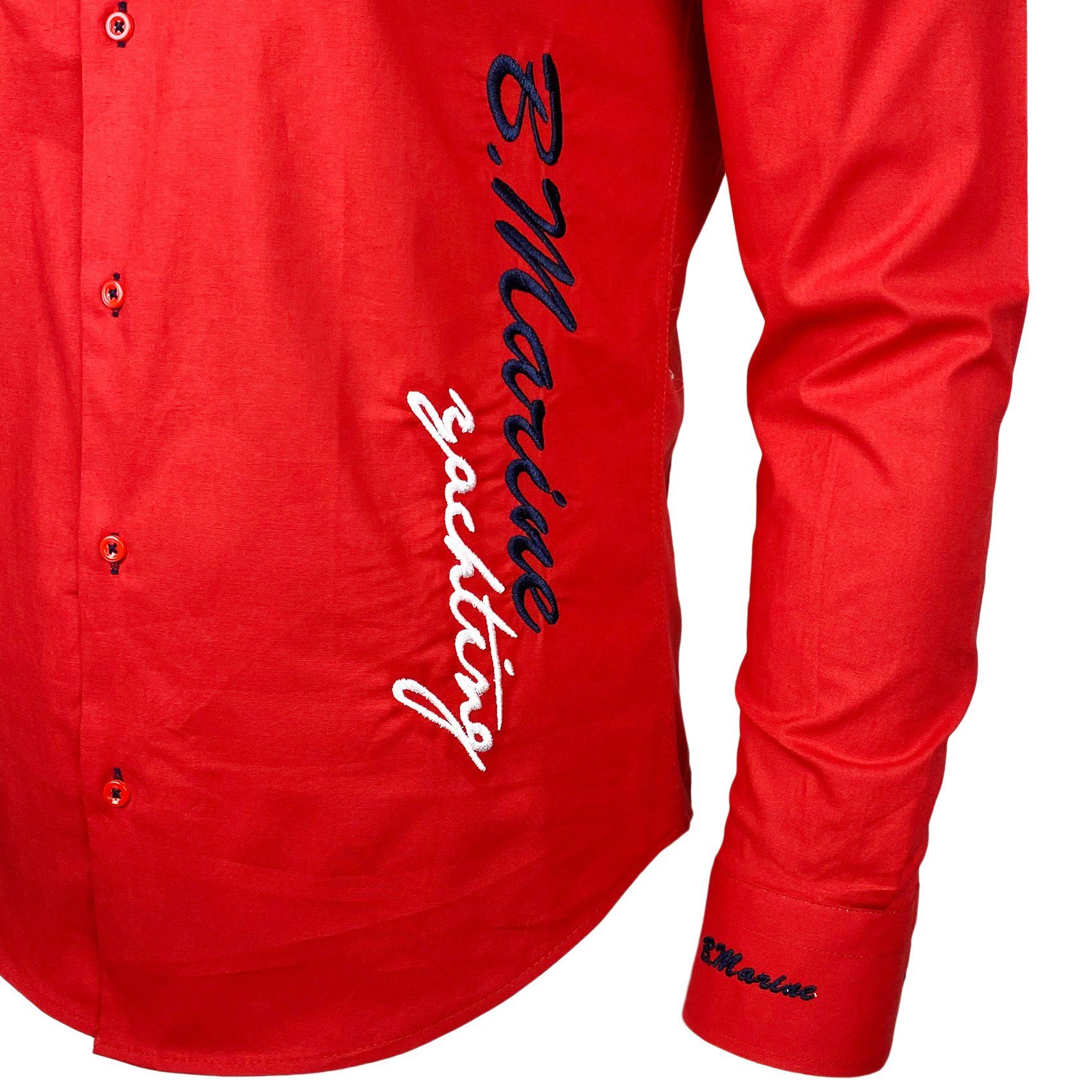 Baxboy Langarmhemd Baxboy Edel Dezent Herren Hemd Stickerei Hemden Kontrast Langarm B-508