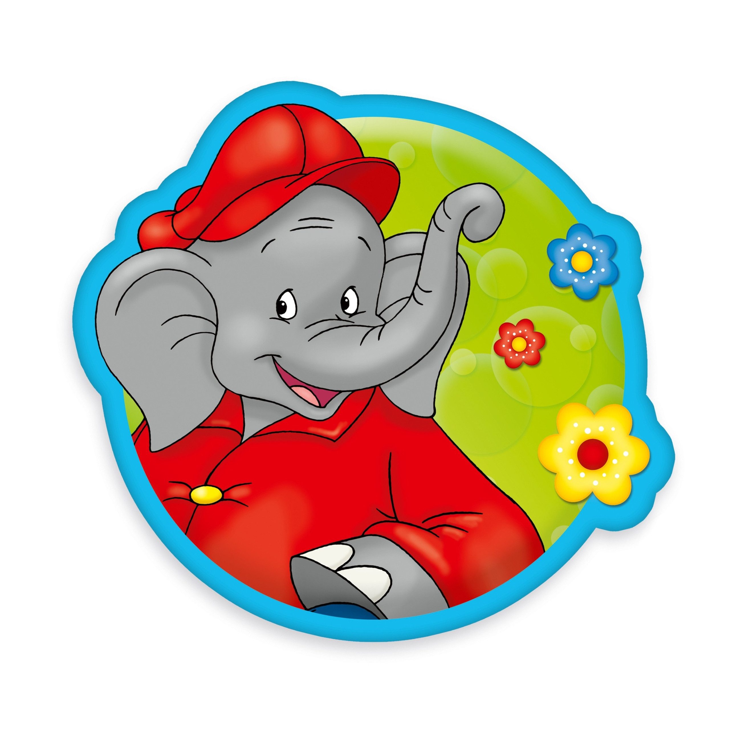 MTOnlinehandel Dekokissen Benjamin Blümchen 36x32 cm, weiches Kuschelkissen für kleine Fans, Fröhliches Motiv für Kinder – ideal zum Kuscheln und Spielen