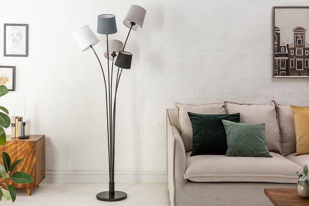 · · Leuchtmittel, Leinenstoff-Schirm riess-ambiente schwarz Stehlampe · 176cm Marmor Retro grau, ohne LEVELS Stehleuchte