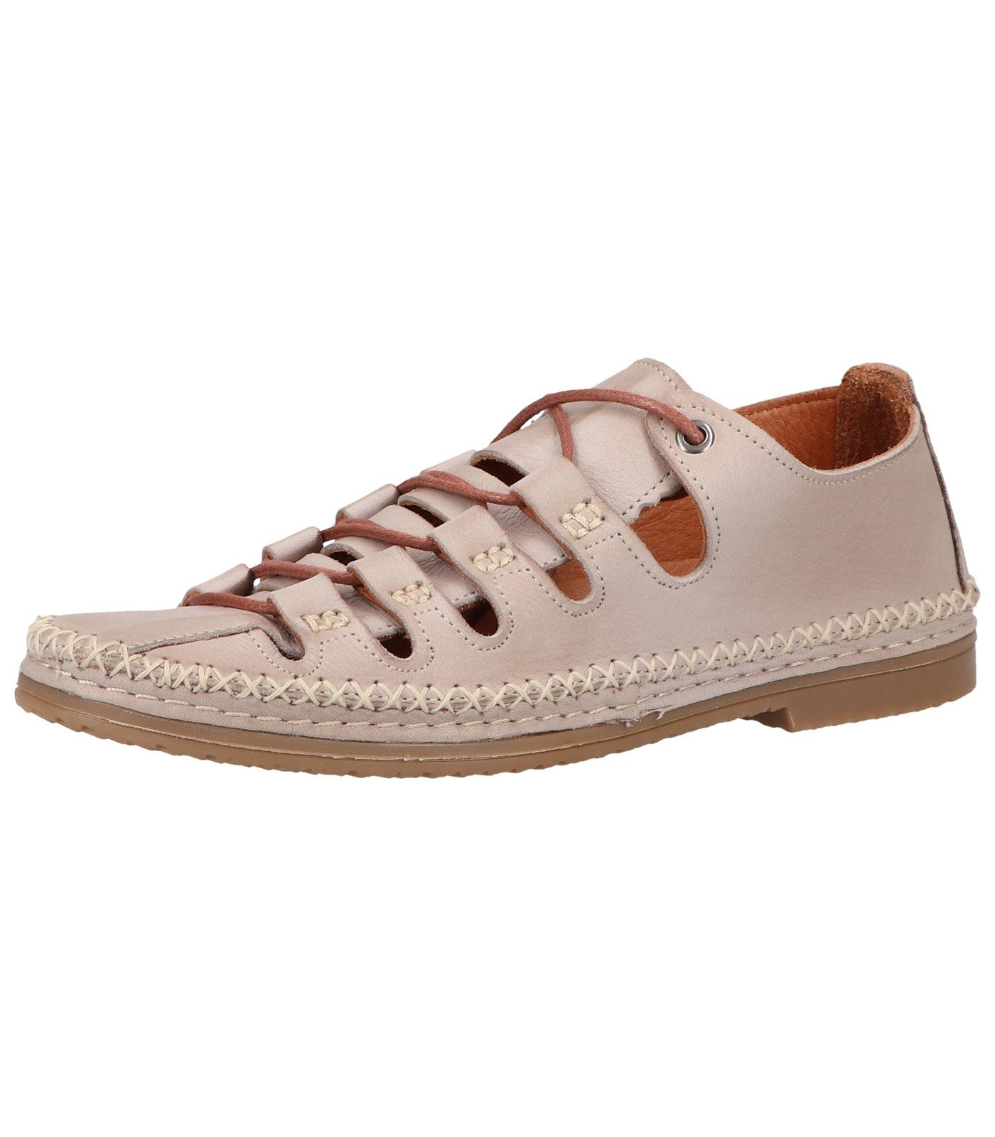 COSMOS Comfort Halbschuhe Leder Schnürschuh Beige