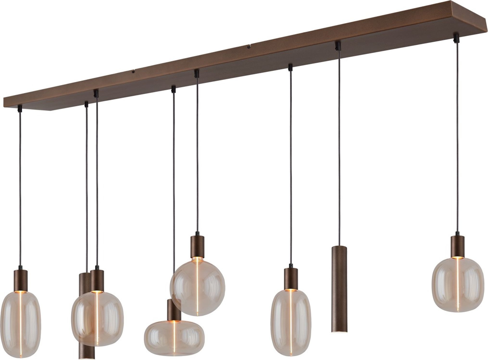 Licht-Erlebnisse Pendelleuchte TRUBO, ohne Leuchtmittel, Metall H: max. 130 cm in Kakao Gold E27 Kugel Schirm Modern