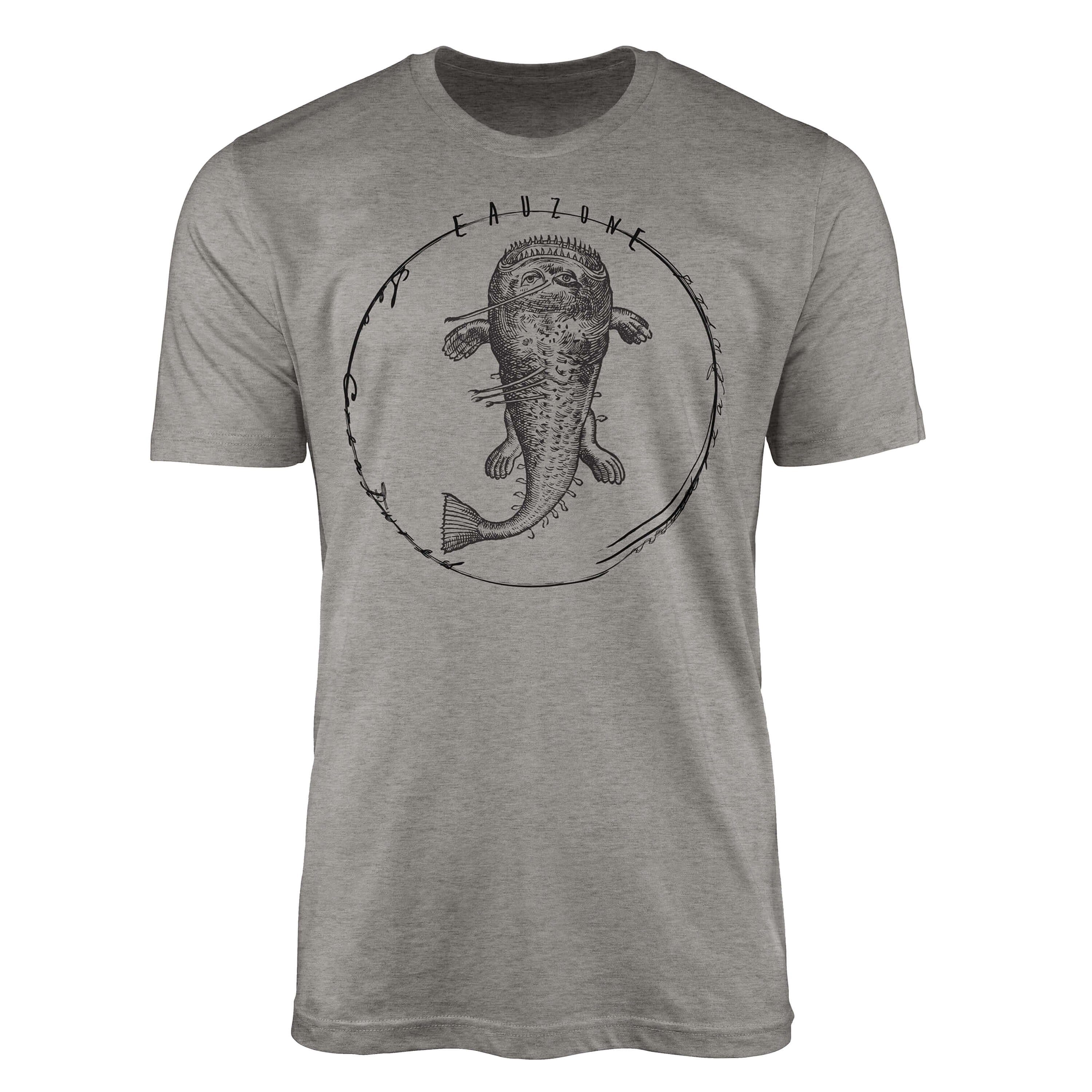 Sinus Art T-Shirt T-Shirt Tiefsee Fische - Serie: Sea Creatures, feine Struktur und sportlicher Schnitt / Sea 073 Ash