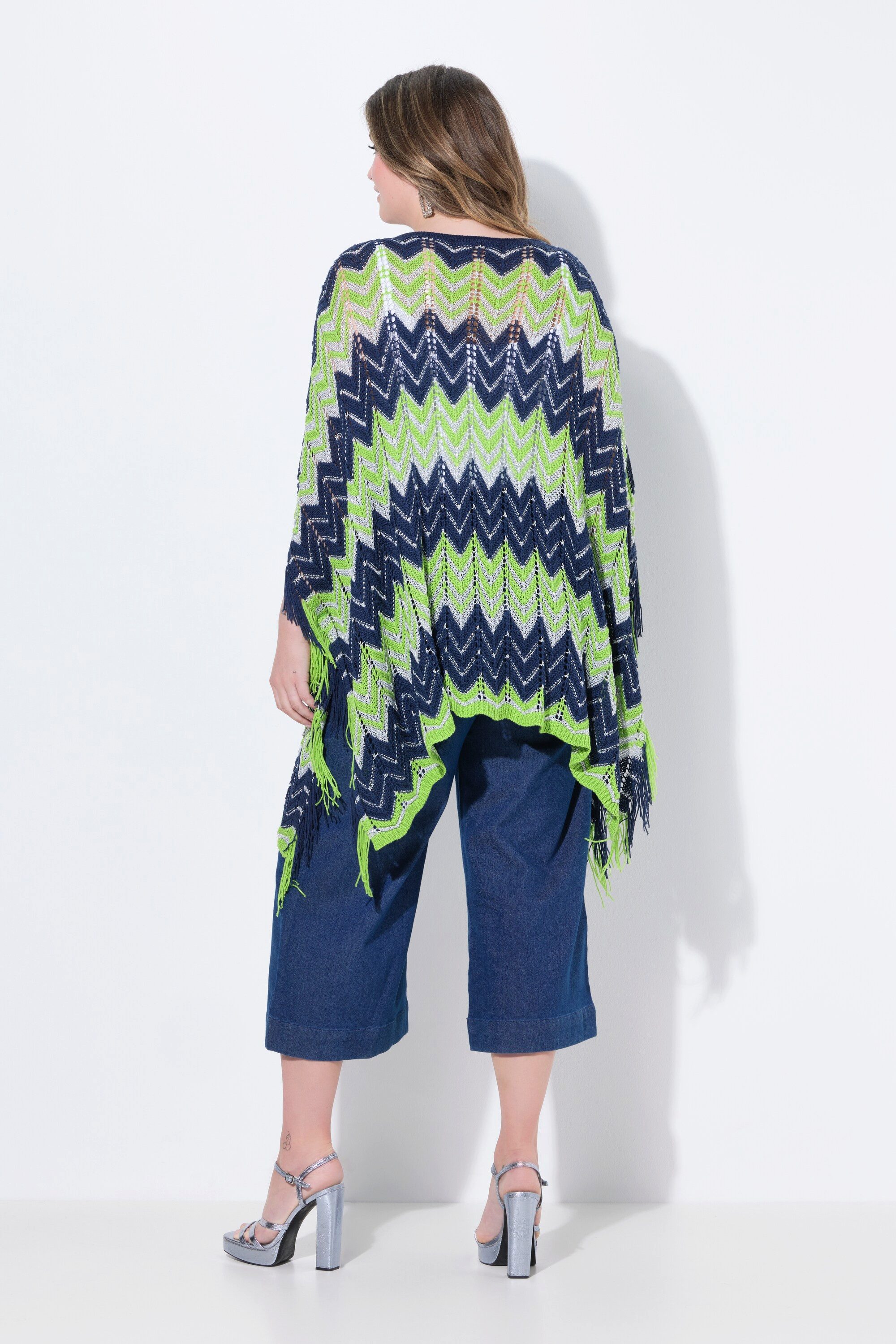 MIAMODA Pullunder Poncho oversized Zackenstrick mit Glitzer