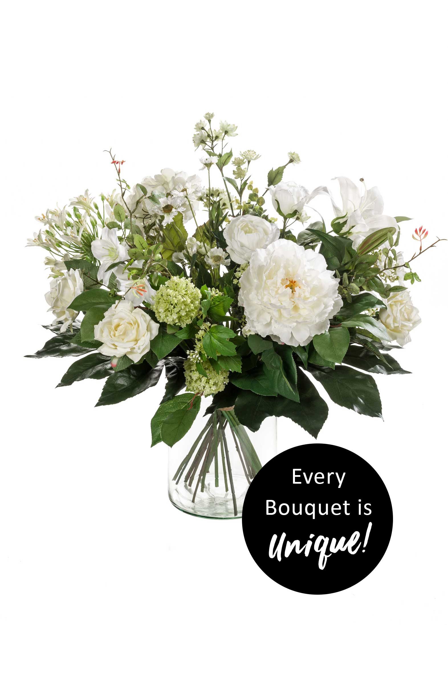 Kunstblumenstrauß Weiß, Durchmesser 55 cm, Emerald, Höhe 60 cm günstig online kaufen