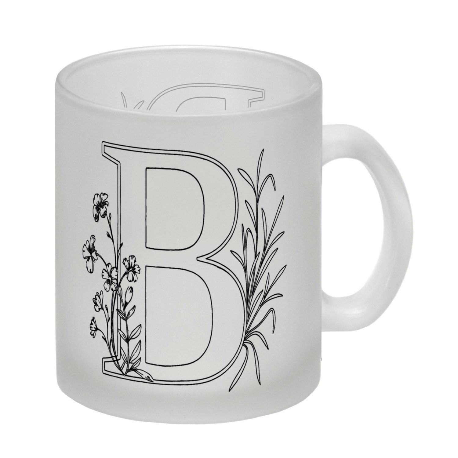 Tasse Floral Buchstabe B Glas Tasse zum Ausmalen für Kunstliebhaber