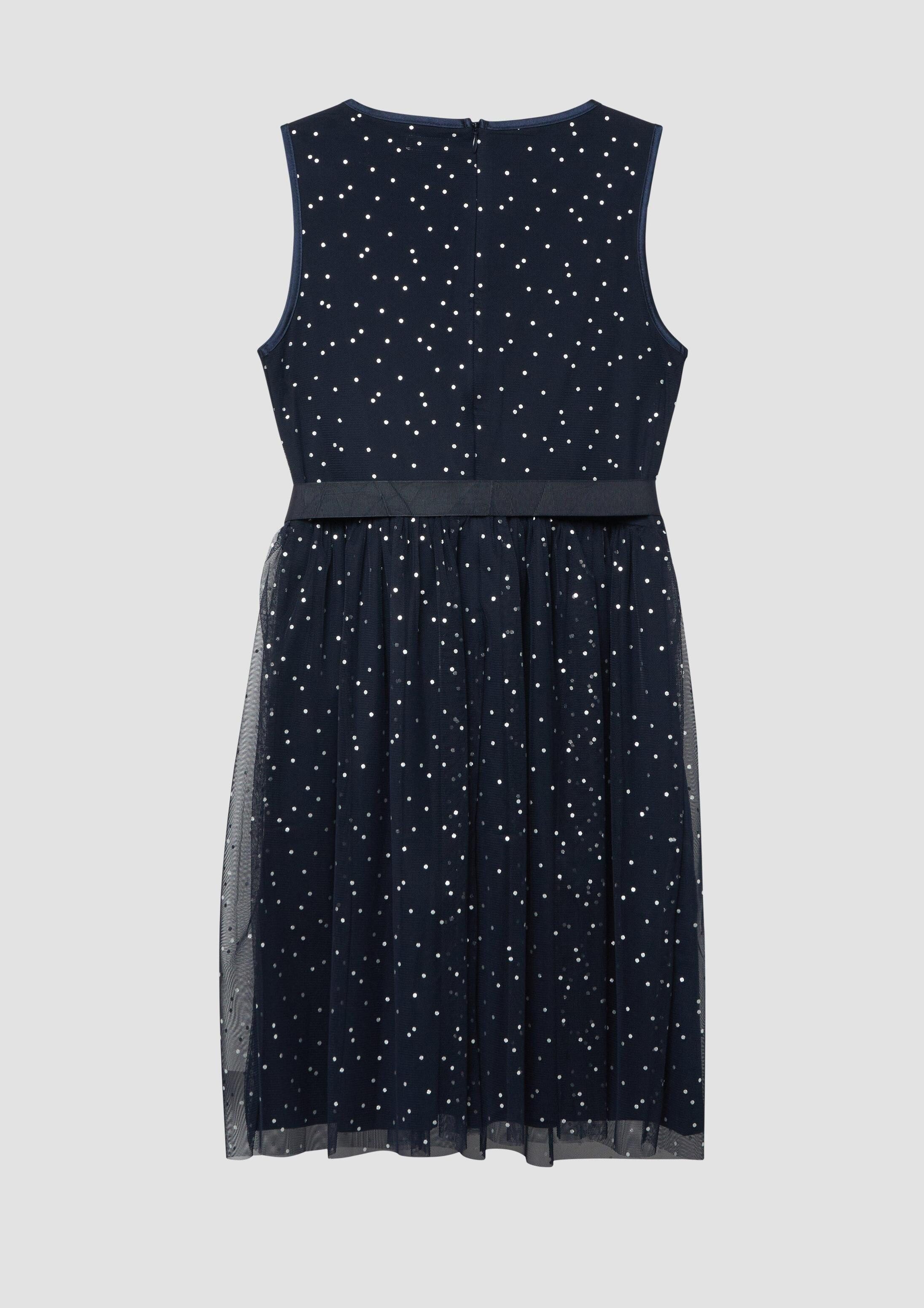 s.Oliver Minikleid Kleid Kurzes Kleid mit silbernen Punkten und Bindegürtel