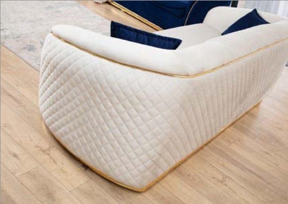 JVmoebel Sofa Blau-Weiße Made Sofa 3+3+1 Sessel Sitzer Polster Stoff Design, Sofagarnitur in Europe