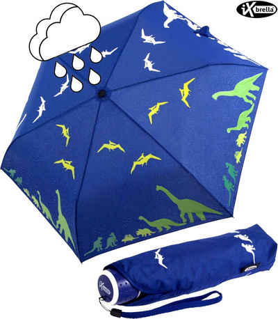 iX-brella Taschenregenschirm iX-brella Mini Kinderschirm mit Wet Print Motiv, Farbänderung bei Nässe - Dinosaurier