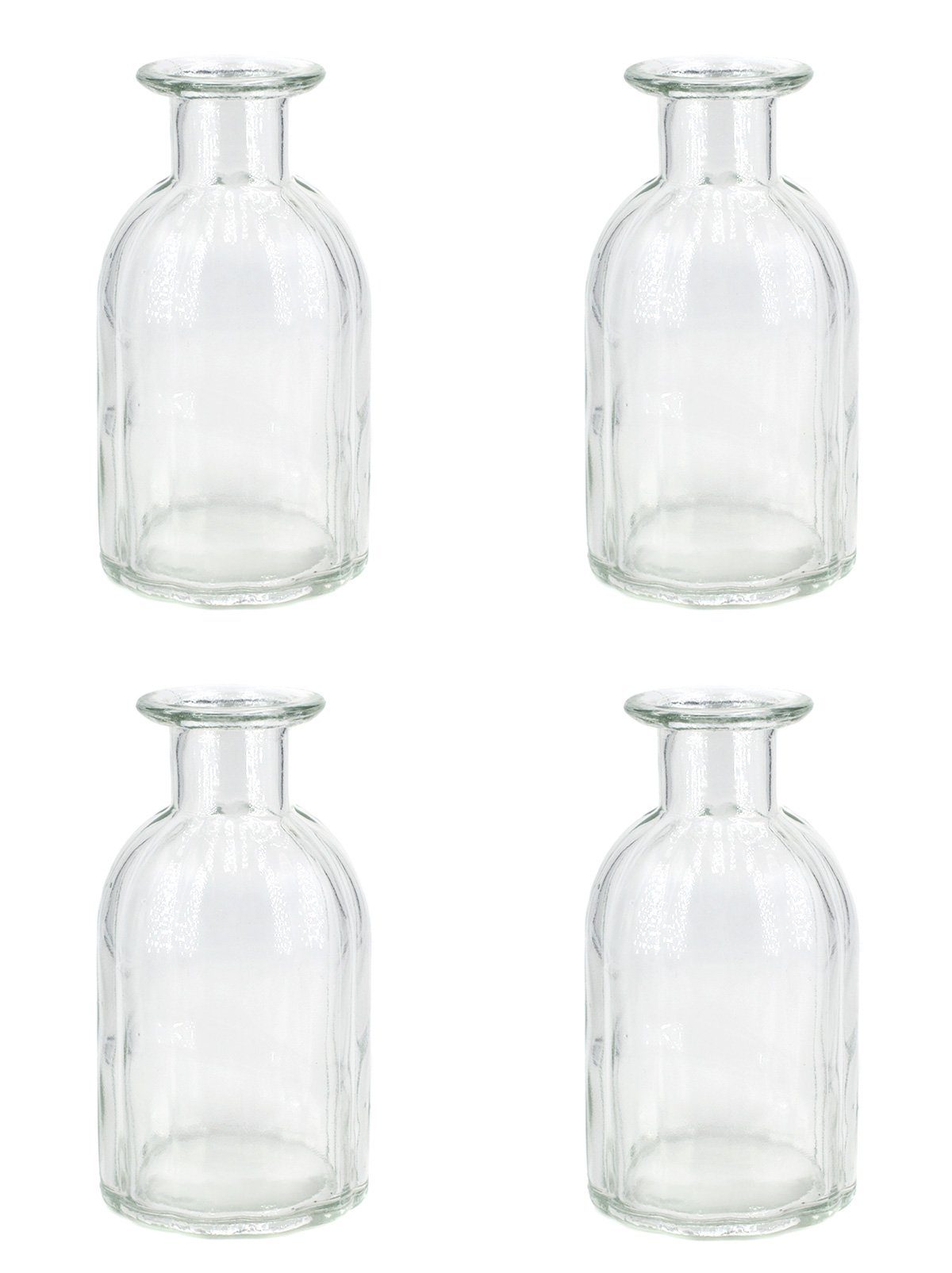 Creativery Dekovase, Vasen Glas gerillt 14cm klar transparent 250ml 4er Set