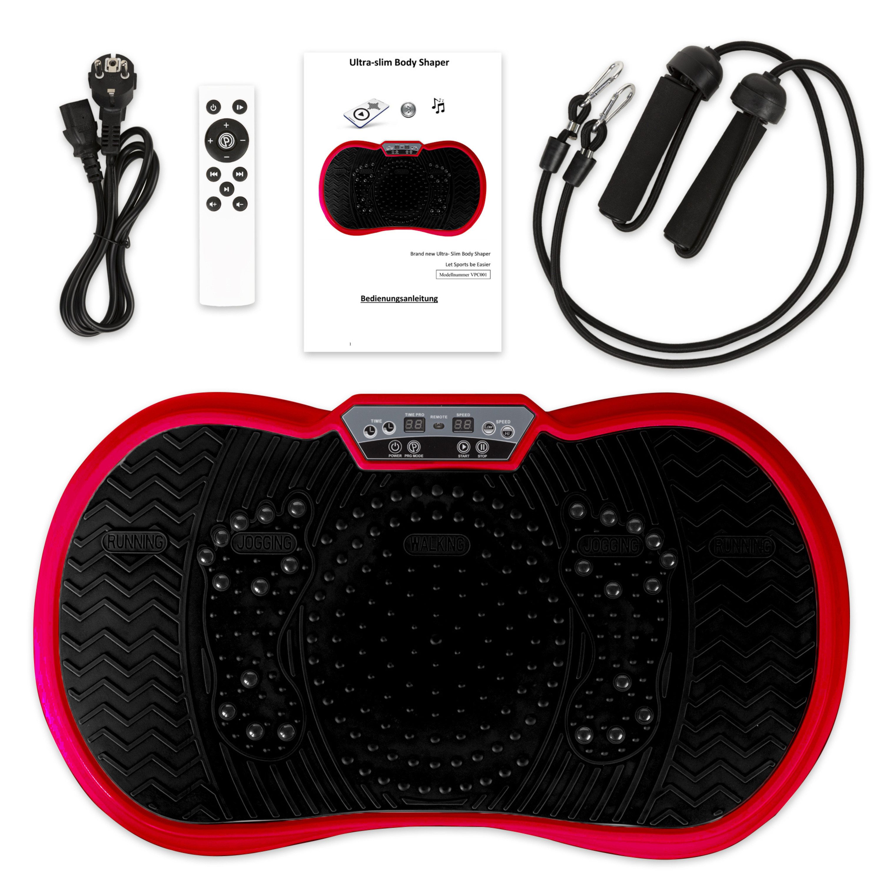 Coradoma Vibrationsplatte Vibrationsboard Fitness zum Abnehmen Rüttelplatte Vibrationsgerät, 300,00 W, (mit Trainingsbänder), Oszillation mit Power Dehnbändern und Bluetooth