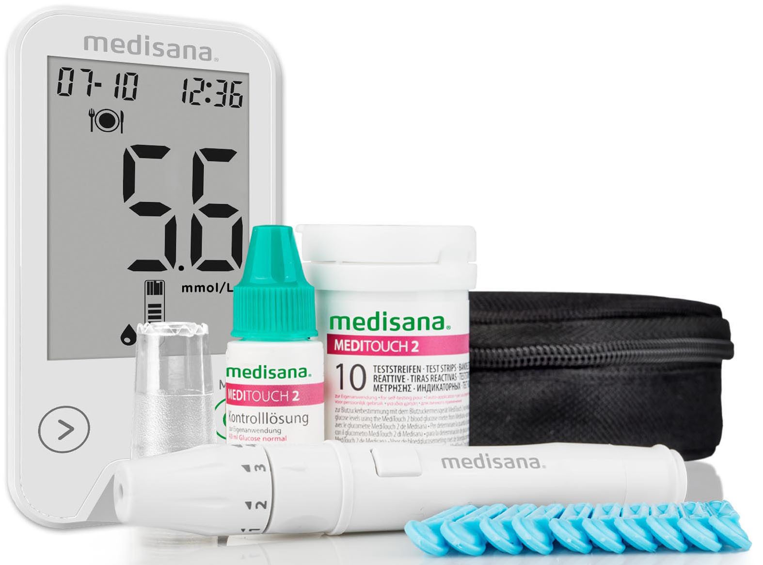 medisana Blutzuckermessgerät Meditouch 2, mmol/L, Präzise Messgenauigkeit entsprechend der neuen ISO 15197