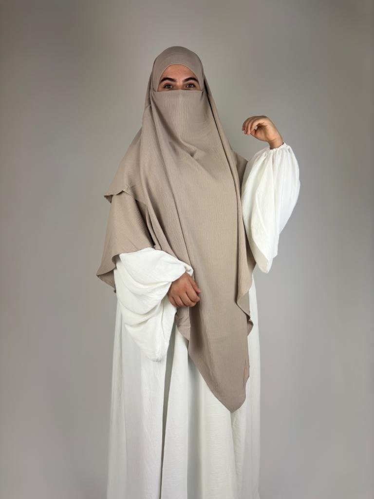 Aymasal Kopftuch Zweilagiger Khimar Aqsa Jazz islamischer Khumur Kopftuch Hijab Nikab Beige