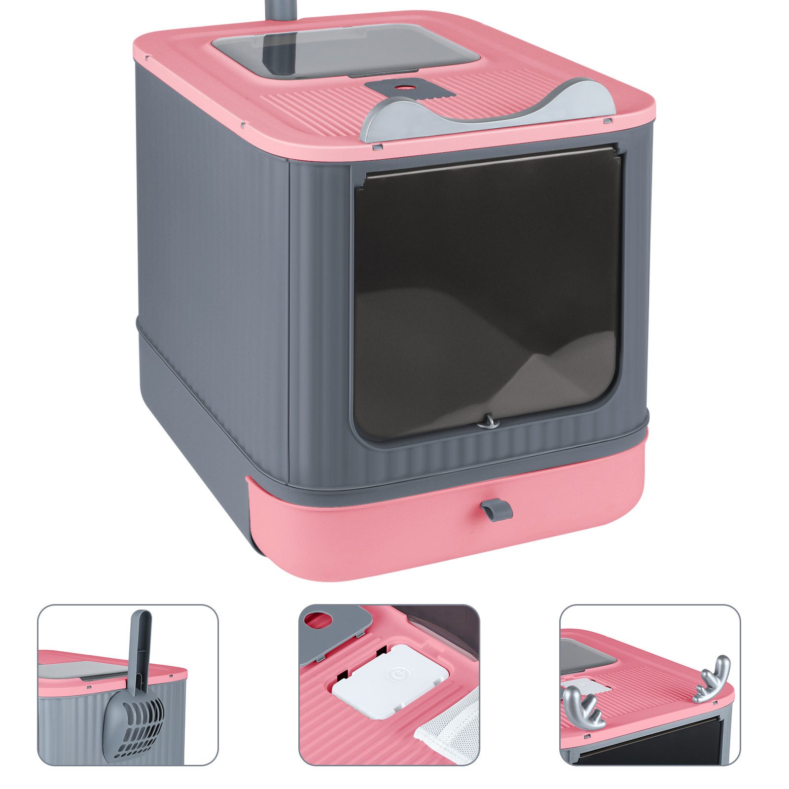 JEOBEST Katzentoilette Katzenklo mit Deckel Schaufel Aktivkohlefilter günstig online kaufen