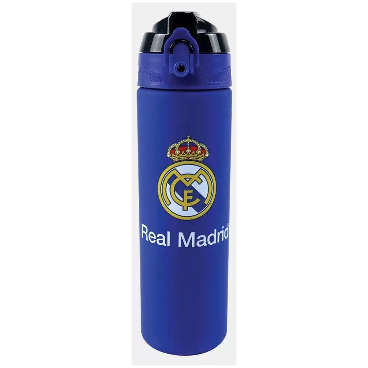 Real Madrid Trinkflasche Real Madrid Blue matte Kunststoff-Trinkflasche mit Strohhalm 700 ml