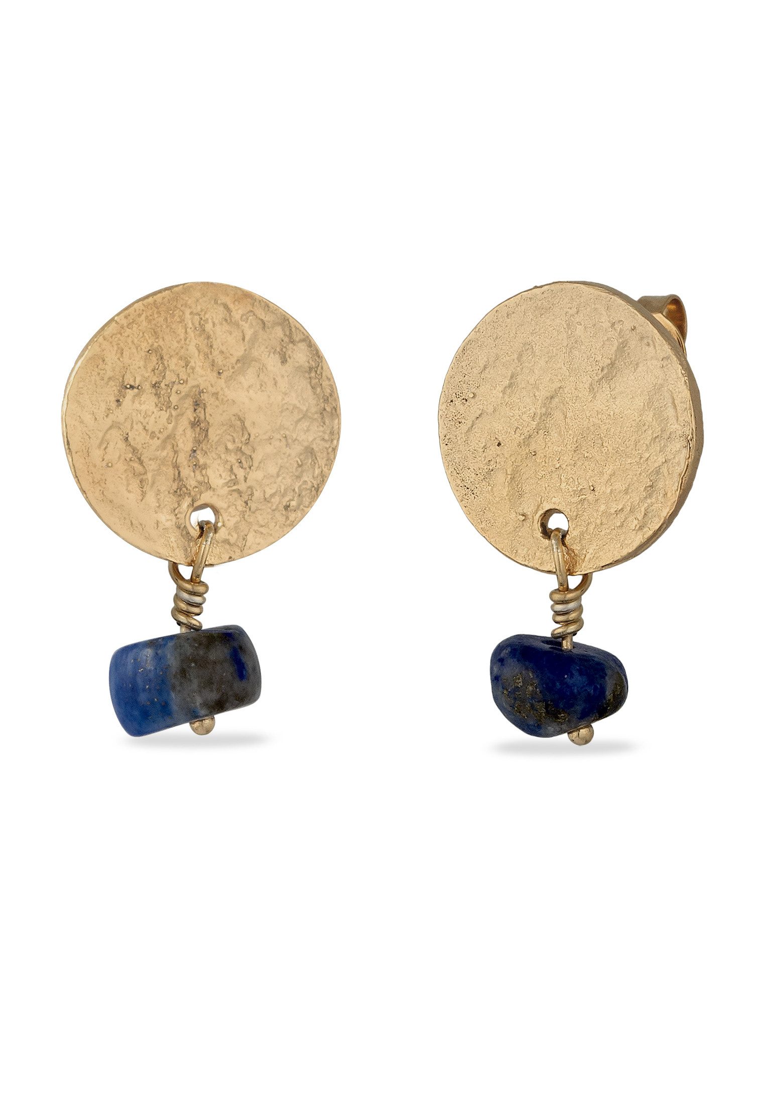 Elli Paar Ohrstecker Ohrstecker Plättchen Lapis Lazuli Blau 925 Sterling Silber Vergoldet
