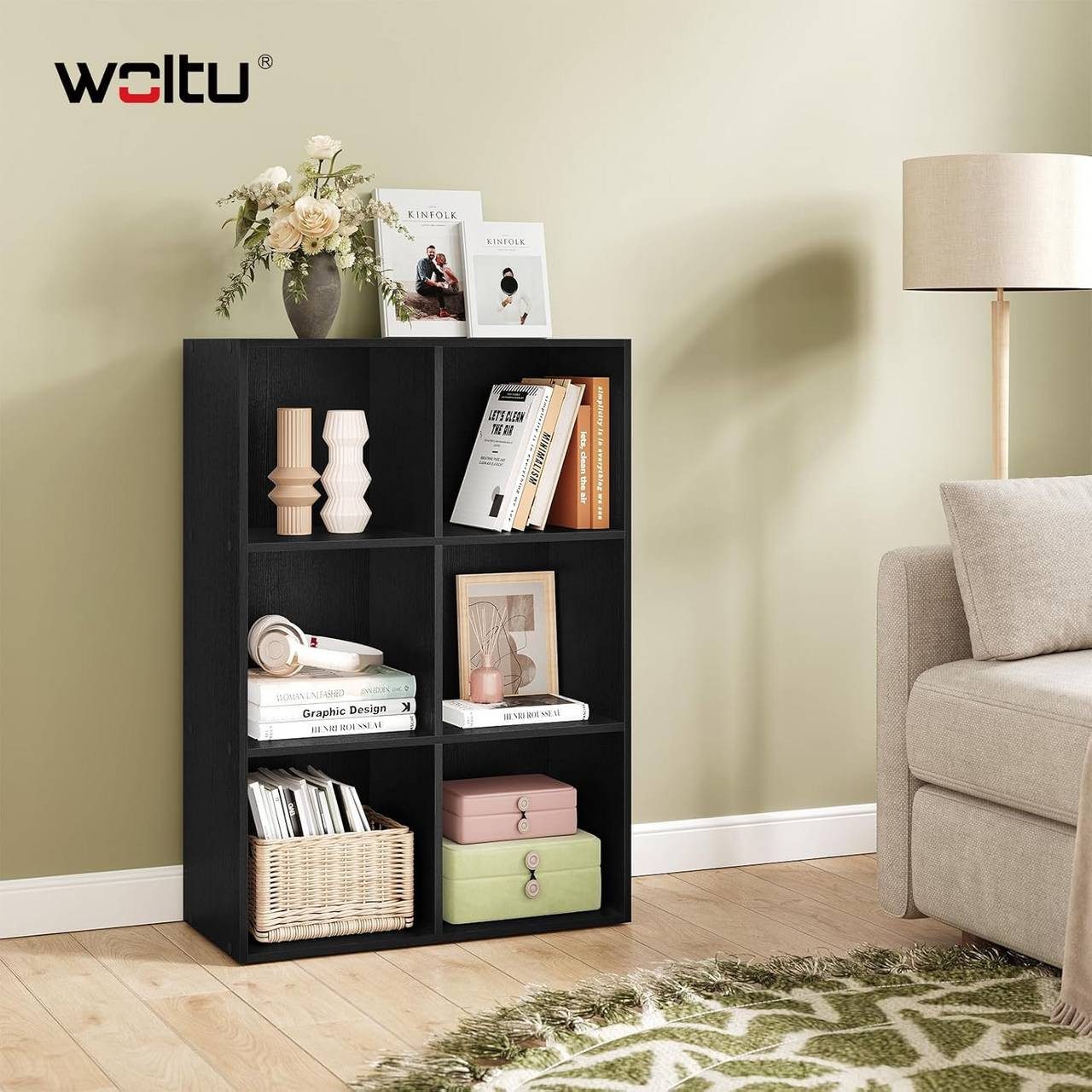 Woltu Bücherregal, 1-tlg., mit 6 Fächern, Würfelregal Standregal, 29x89x59, günstig online kaufen