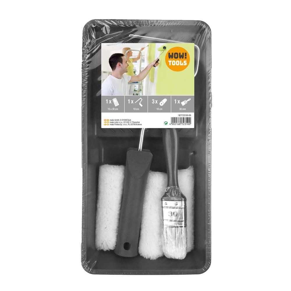 WOW!TOOLS Renovierungsset Renovier-Set 6-tlg. mit Farbwanne & Lackpinsel Malerset