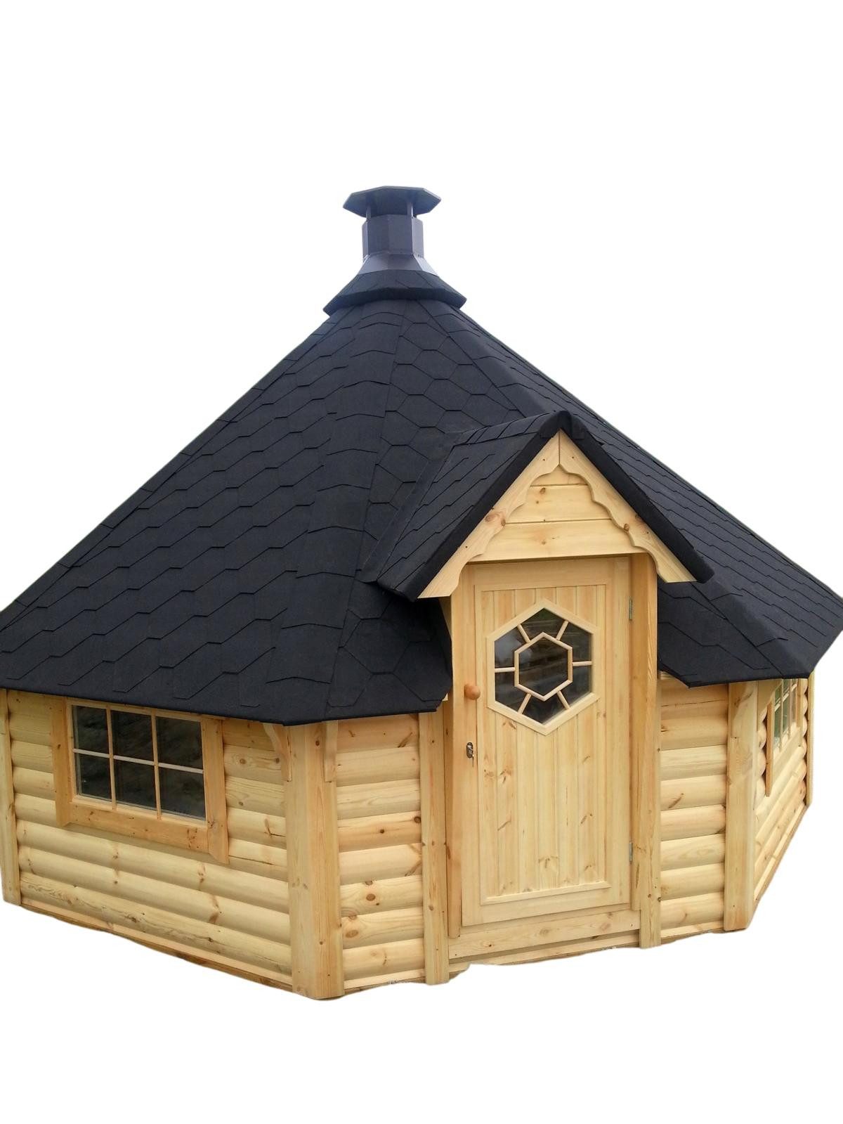 JVmoebel Grillkota Finnische Grillhütte aus Holz mit integriertem Grillbereich, (Maßeinheit, Maße), Made in Europe