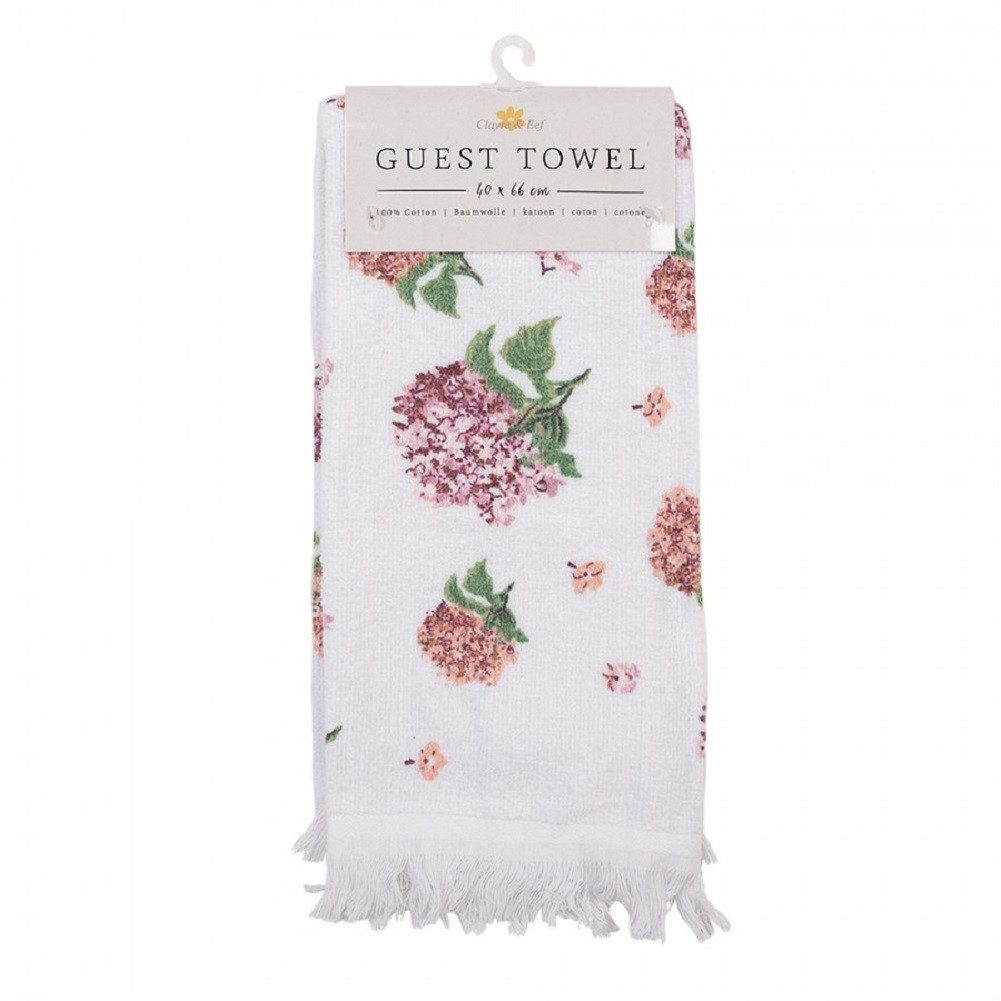 Clayre & Eef Gästehandtuch Blumenherz Hortensien Rosen, Baumwolle (mit Aufhängeschlaufe, 1-St), ca. 40 x 66 cm