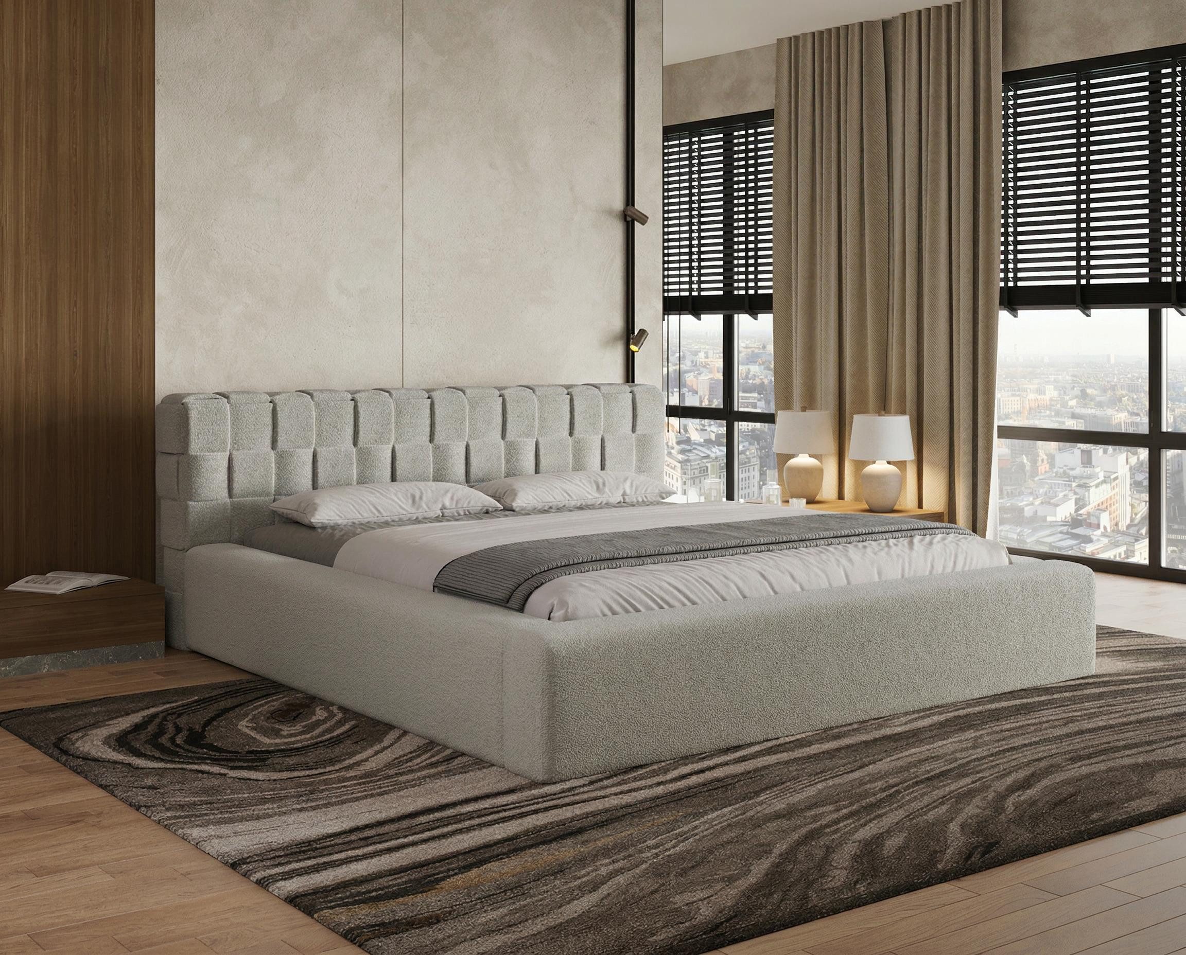 Chilly Möbel Polsterbett Bouclé Stoff mit Stauraum und Lattenrost Metallrahmen (Boxbett ohne Matratze in vielen Farben, 140x200 160x200 180x200 200x200cm), gepolstertem Kopfteil Bettkasten modern