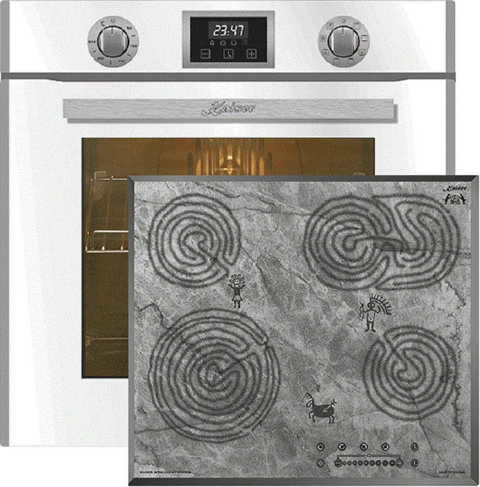 Kaiser Küchengeräte Backofen-Set Herd Set Autark Elektro Einbau Backofen, 10 Funktionen+Glaskeramikkochfeld 60 cm EH 6326 W+KCT 6715 F Ära.., mit 1-fach-Teleskopauszug, Katalytische Selbstreinigung