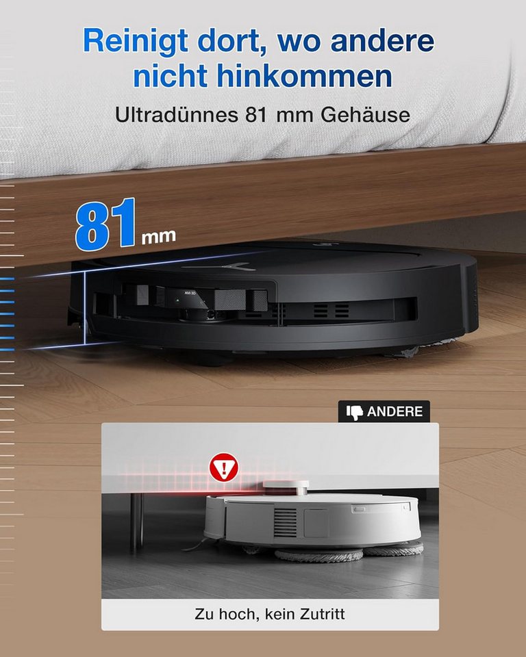 Thumbnail - ECOVACS Saugroboter DEEBOT T50 PRO Omni Staubsaugerroboter mit Mop-Funktion, 40,00 W, verlängerte Seitenbürste und Mop, ...