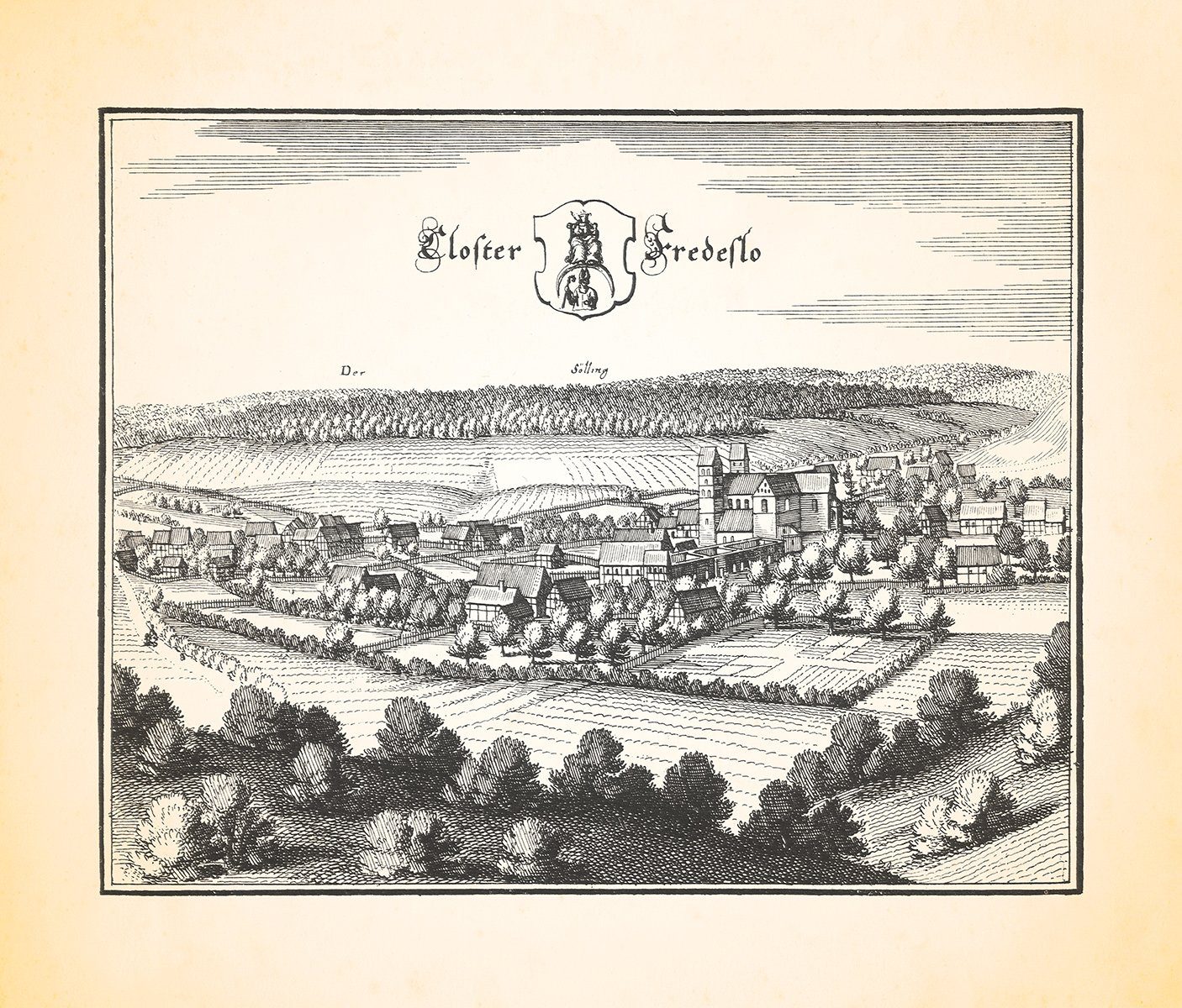Kunstdruck Closter Fredeslo Kloster Fredesloh Klosterkirche Kupferstich Merian 03
