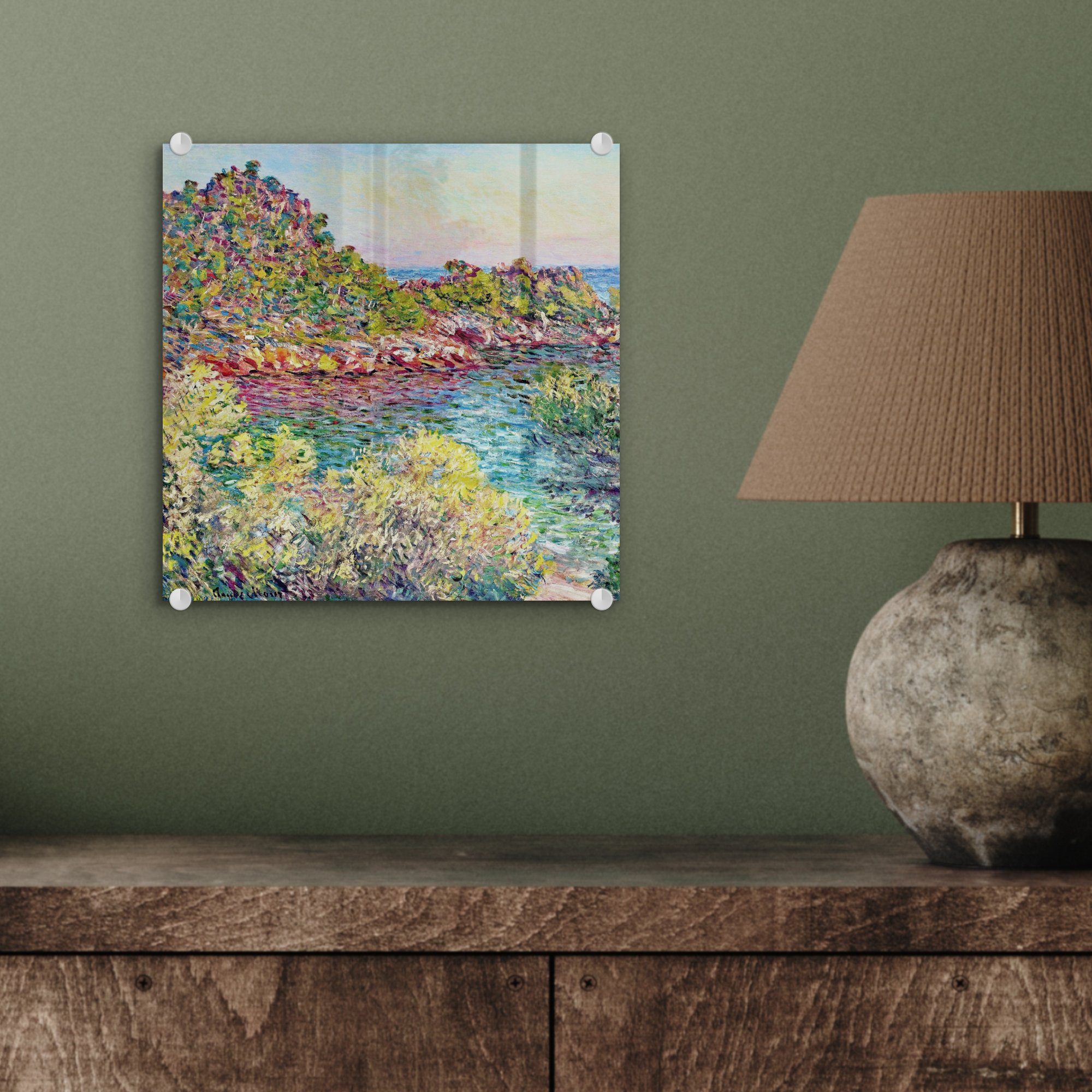 MuchoWow Acrylglasbild Landschaft bei Montecarlo Foto Bilder auf St), Glas - Wanddekoration Glas Claude - Monet, - Glasbilder - Wandbild auf (1
