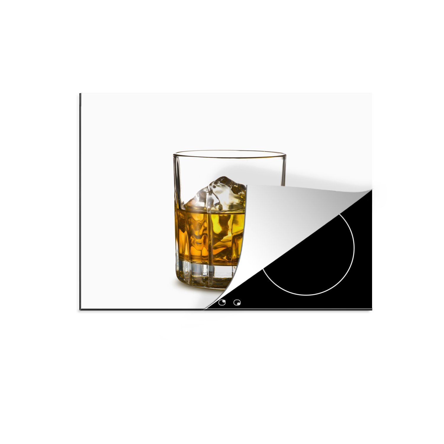 MuchoWow Herdblende-/Abdeckplatte Cocktailglas gefüllt mit Whisky, Vinyl, (1 tlg), 70x52 cm, Mobile Arbeitsfläche nutzbar, Ceranfeldabdeckung