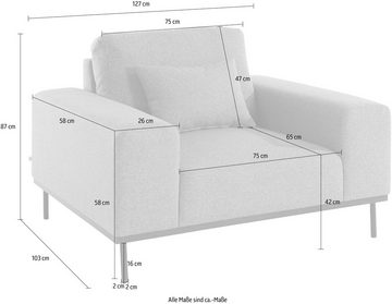 andas Loveseat Mikael, gebeizter Holzrahmen; passend zur Serie 'Mikael', incl. Zierkissen