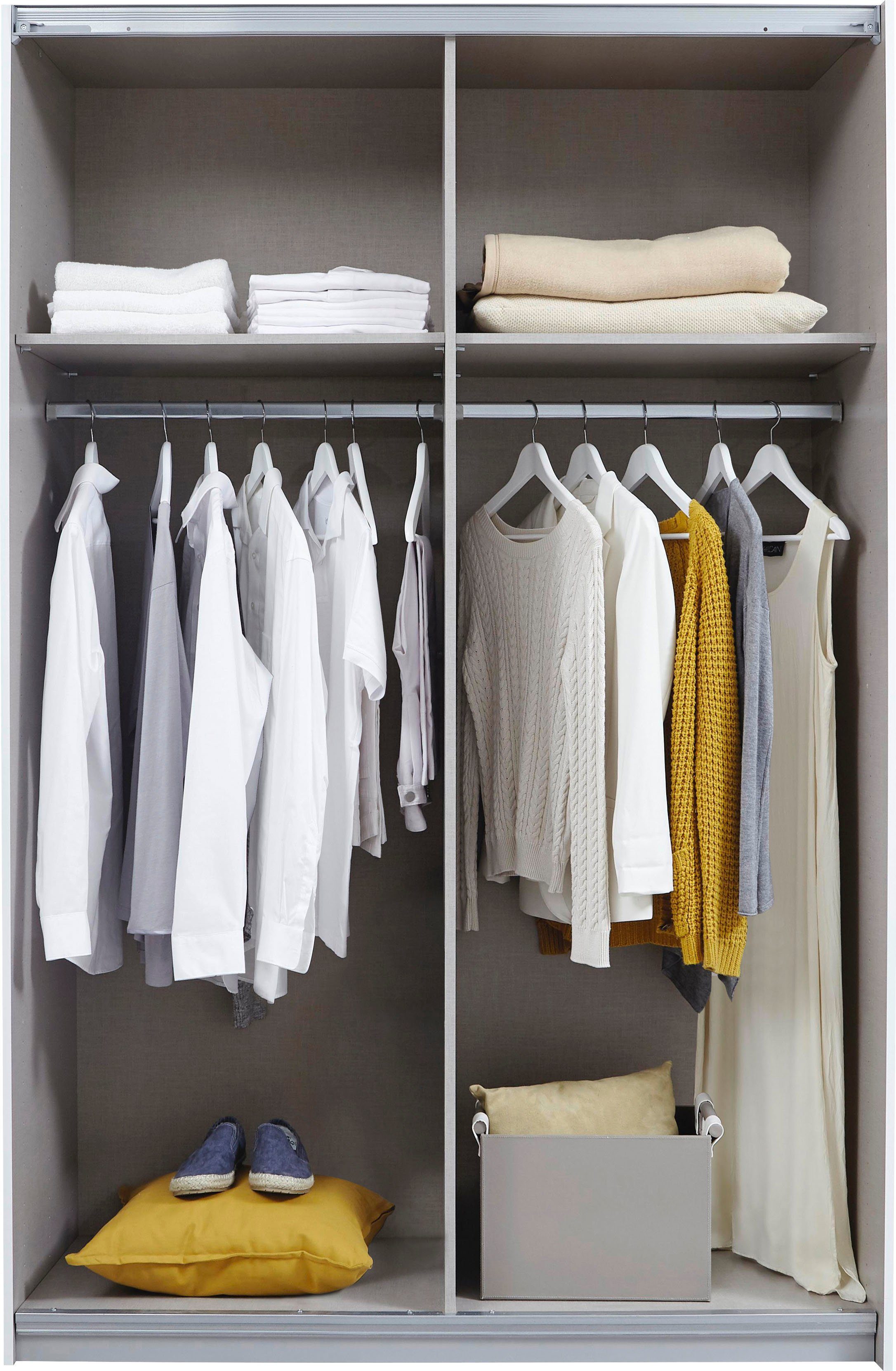 rauch Schwebetürenschrank Quadra Schrank Schlafzimmerschrank in vielen Breiten Kleiderschrank Garderobenschrank mit Glaselementen