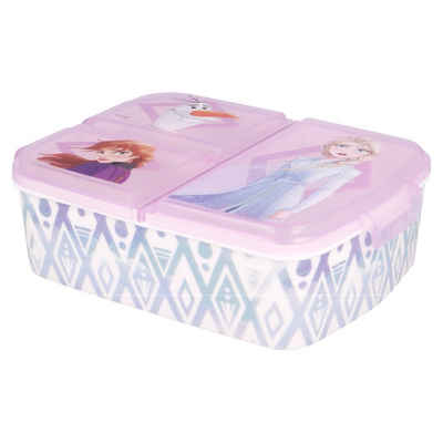 Disney Frozen Lunchbox Elsa, Anna & Olaf, Kunststoff, Kinder Brotdose mit 3-Fach-Unterteilung BPA frei