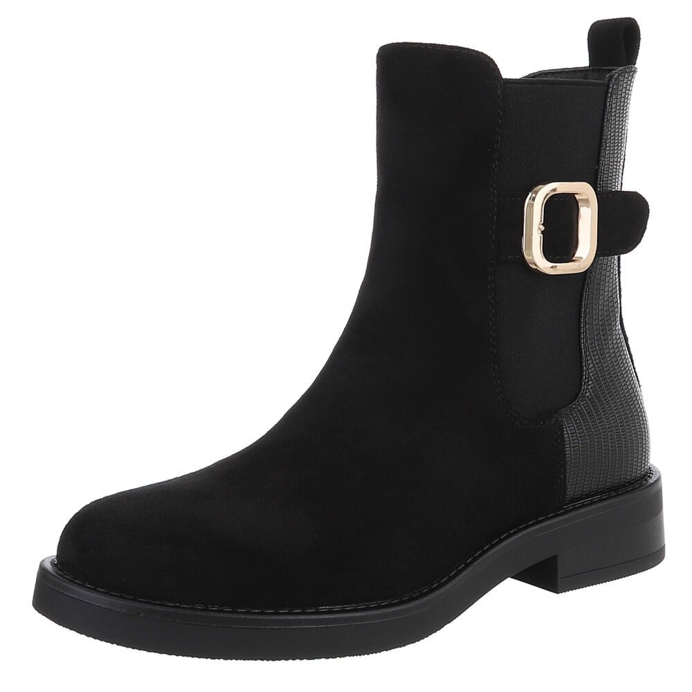 Ital-Design Elegante Damen Chelsea-Boots mit goldfarbenem Detail Stiefelett günstig online kaufen
