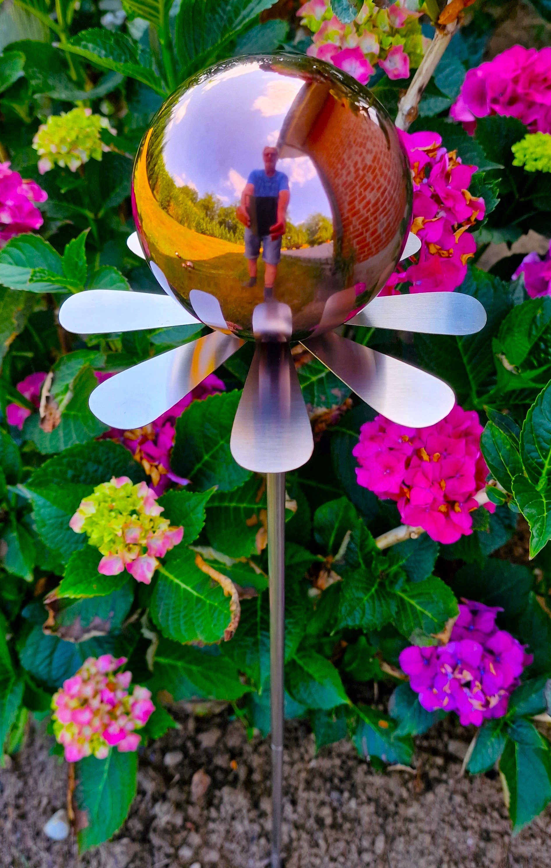 Jürgen Bocker Stab Rosenkugel golden Gartenstecker poliert rose 10 cm 80 mit cm Garten-Ambiente Blütenzauber Rotterdam Edelstahl