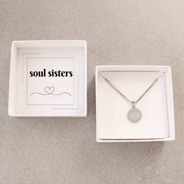 Timando Kette mit Anhänger Kette mit Botschaft „soul sisters“ – Halskette mit Herz (Unendlichkeitszeichen Anhänger aus Edelstahl –, Seelenverwandte Geschenk für beste Freundin)