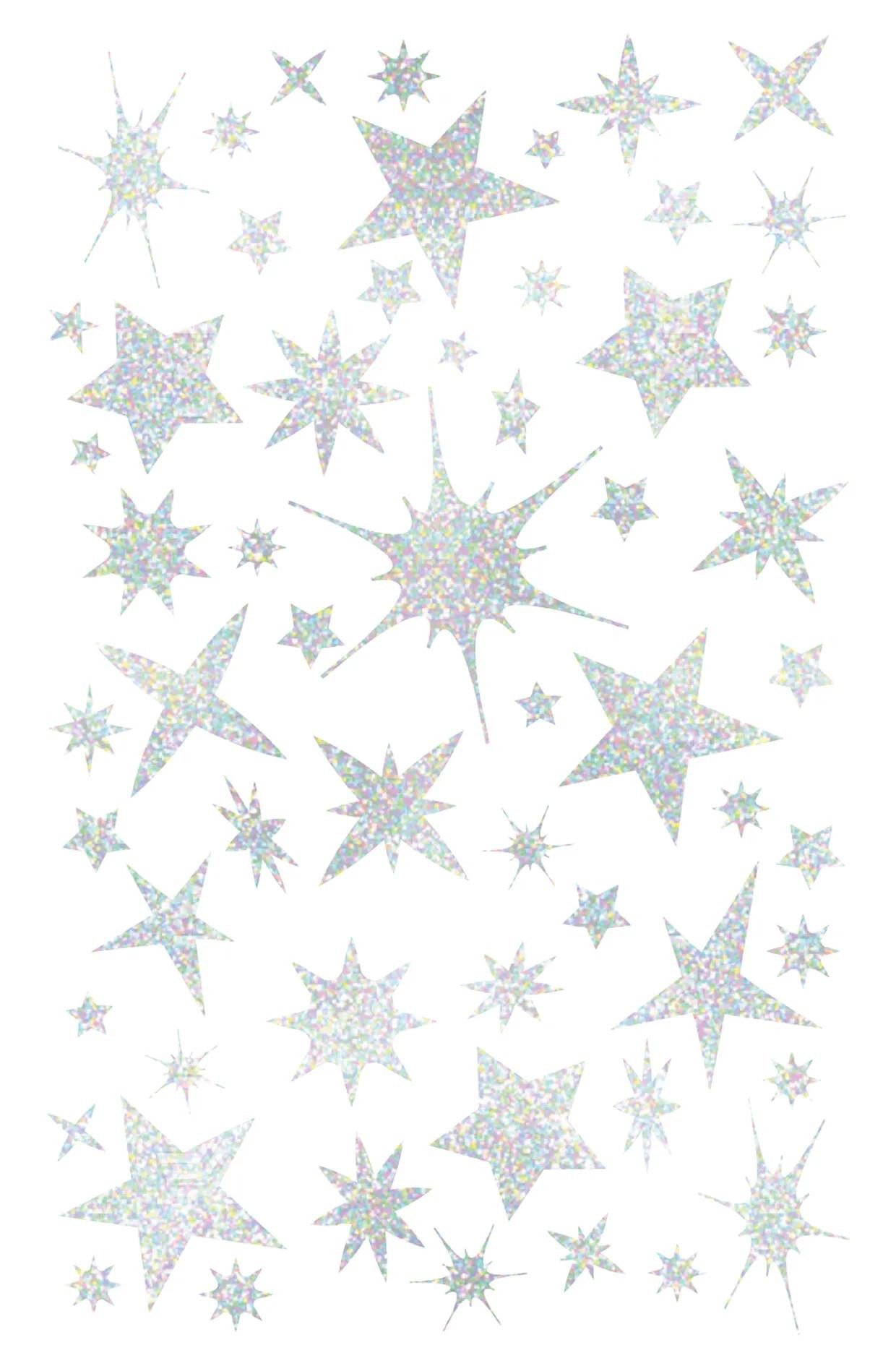 EXACOMPTA Sticker Initial, 20 Stickerbogen 10,5x16cm, holografisch, Sterne Silber AE238C, My Mandarine