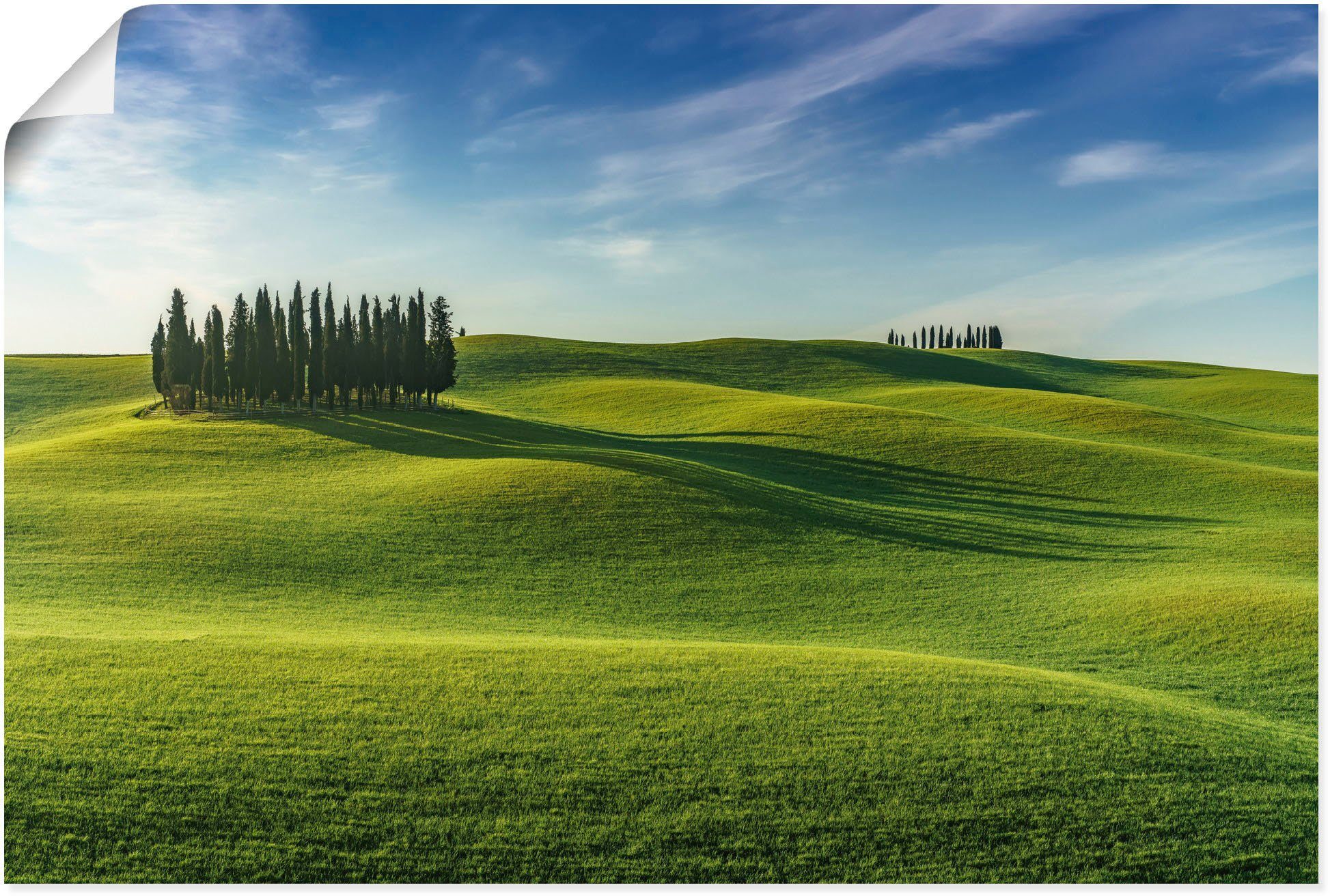 Artland Wandbild Val als Alubild, in Italien, versch. Leinwandbild, (1 d'Orcia Wiesen St), & oder Größen Wandaufkleber Poster Baumbilder Toskana