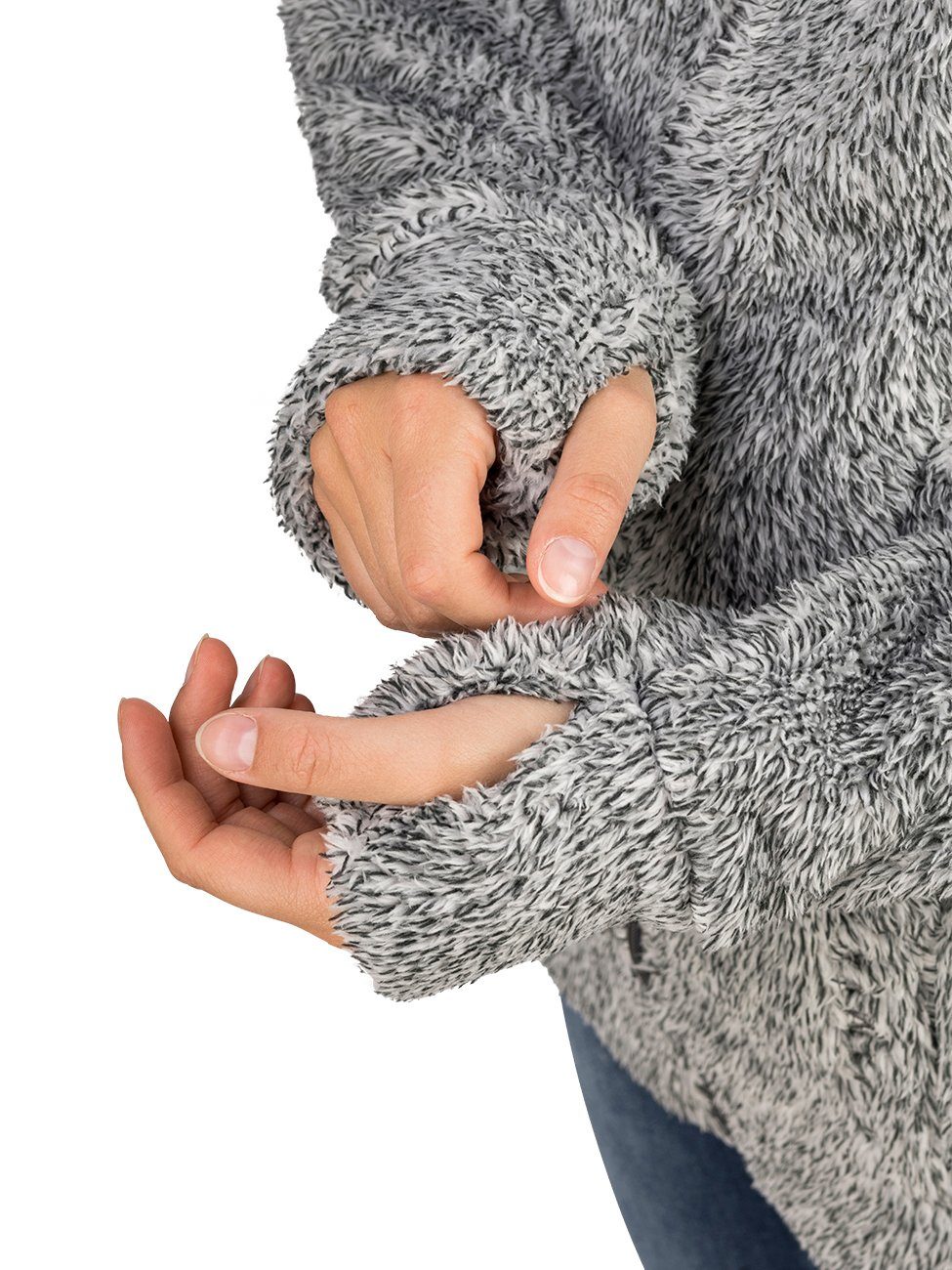 DENIMFY Outdoorjacke Damen Fleecejacke DFMila Regular Fit Kapuzenjacke mit Teddyfleece – Bild 5 von 5