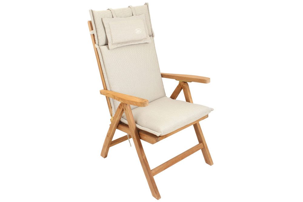 riess-ambiente Hochlehnerauflage ROG 46x119cm beige – Sitzkissen, Polster-Auflage, (Einzelartikel, 1 St), bequemes Outdoor-Auflagekissen – ideal für Gartenstühle mit Lehne