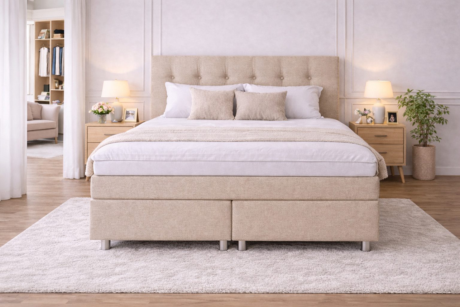 Tesla Dreams Boxspringbett Ronda 7-Zonen-Taschenfederkern-Matratzen, H2/H3/H4 (Härtegrad wählbar) (inkl. Topper, Echtes Boxspring: Taschenfederkern in Box & Mat – Bild 3 von 5