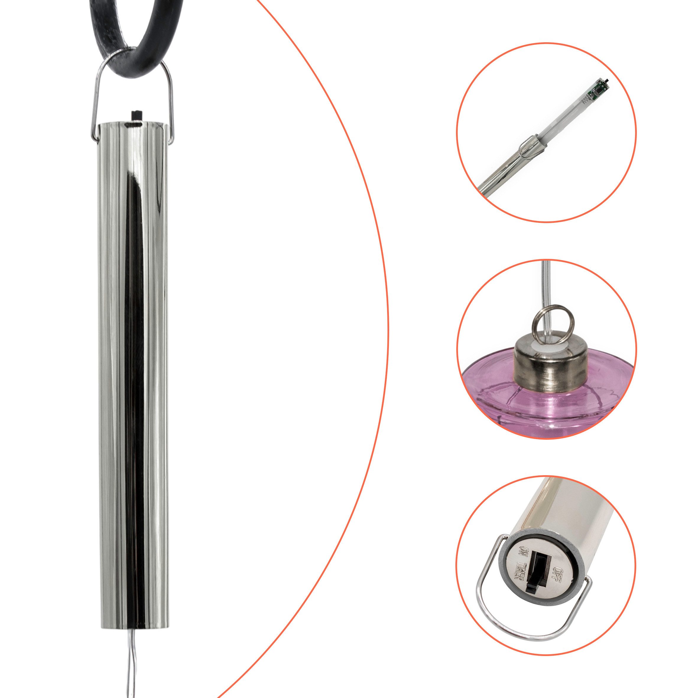Spetebo LED Pendelleuchte Glas - 24 x 6 cm, mit Timer, LED fest integriert, warm weiß, Hängelampe Batterie betrieben