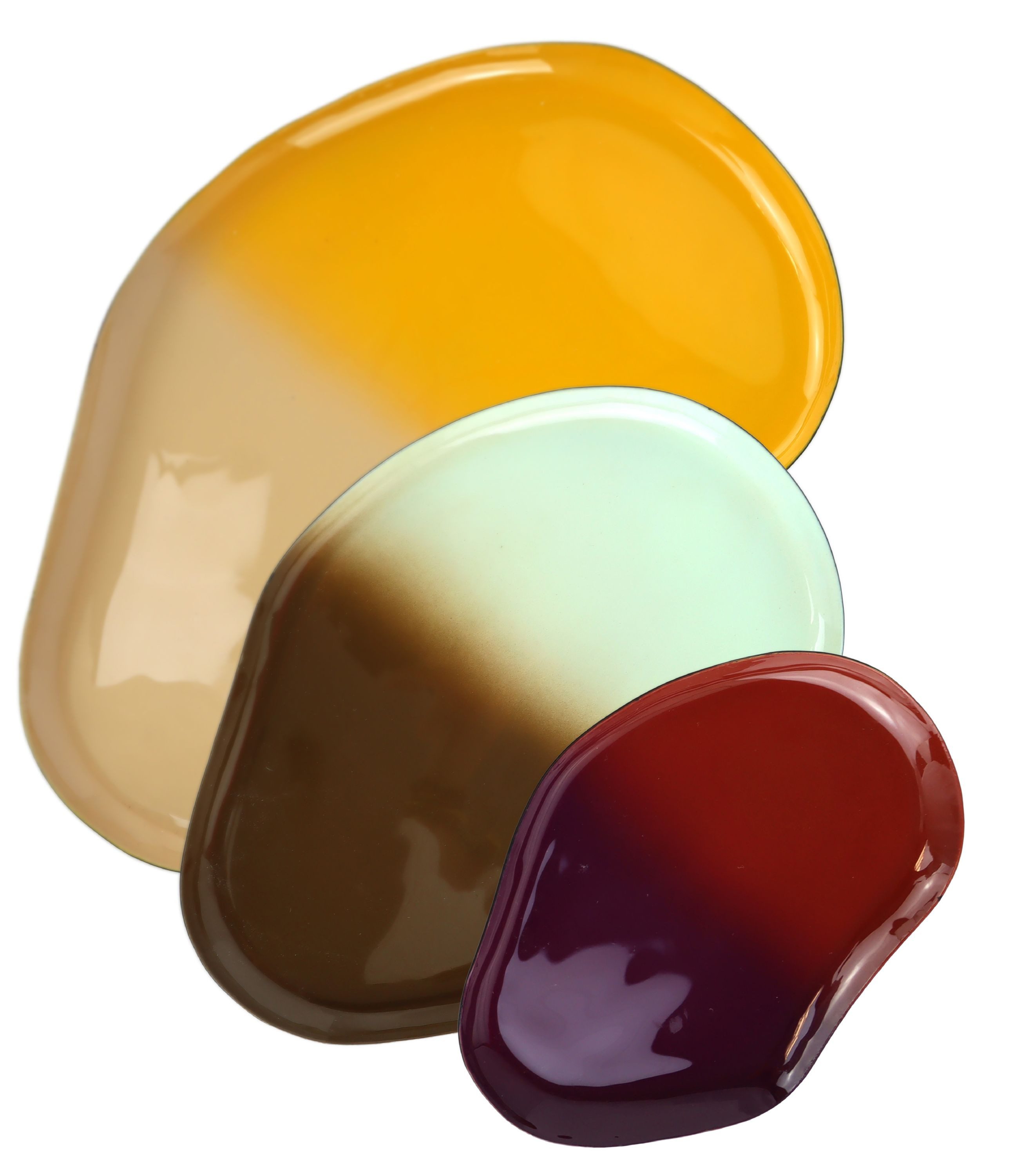 FURNARO Dekotablett (3-tlg. Tablettset), Emaillierte Oberfläche mit organischer Form