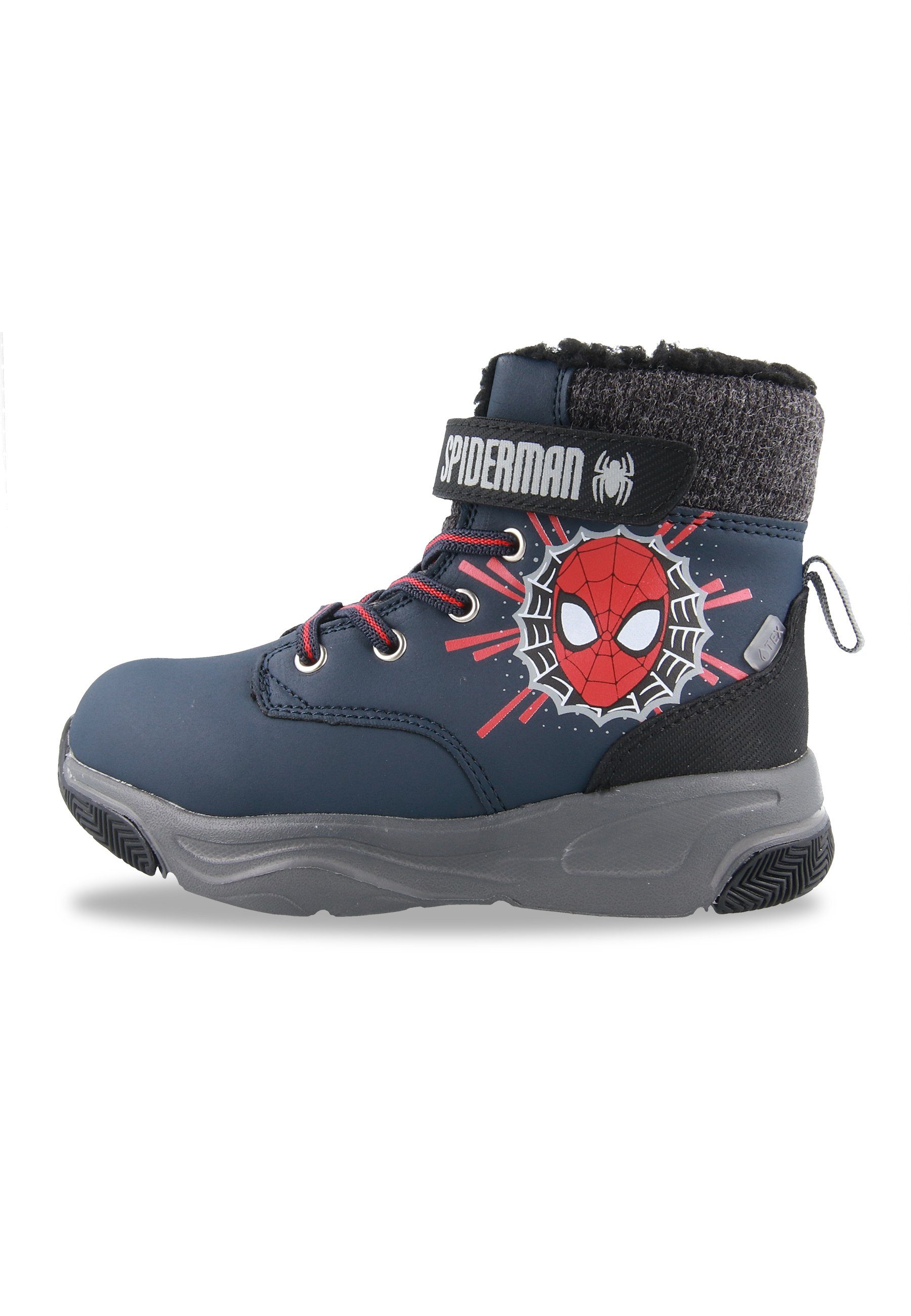 Kids2Go Spiderman - READY FOR ACTION - Winterboots - Dark Navy Stiefel Mit Klettverschluss und elastischen Schnürsenkeln. Charakterprint.