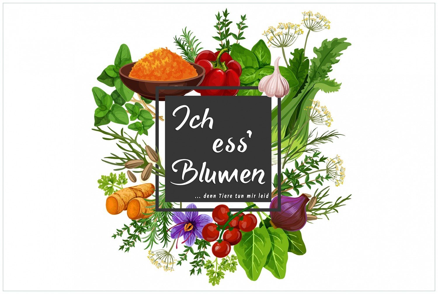 Wallario Küchenrückwand Ich ess Gemüse Blumen (1-tlg) und - Kräuter