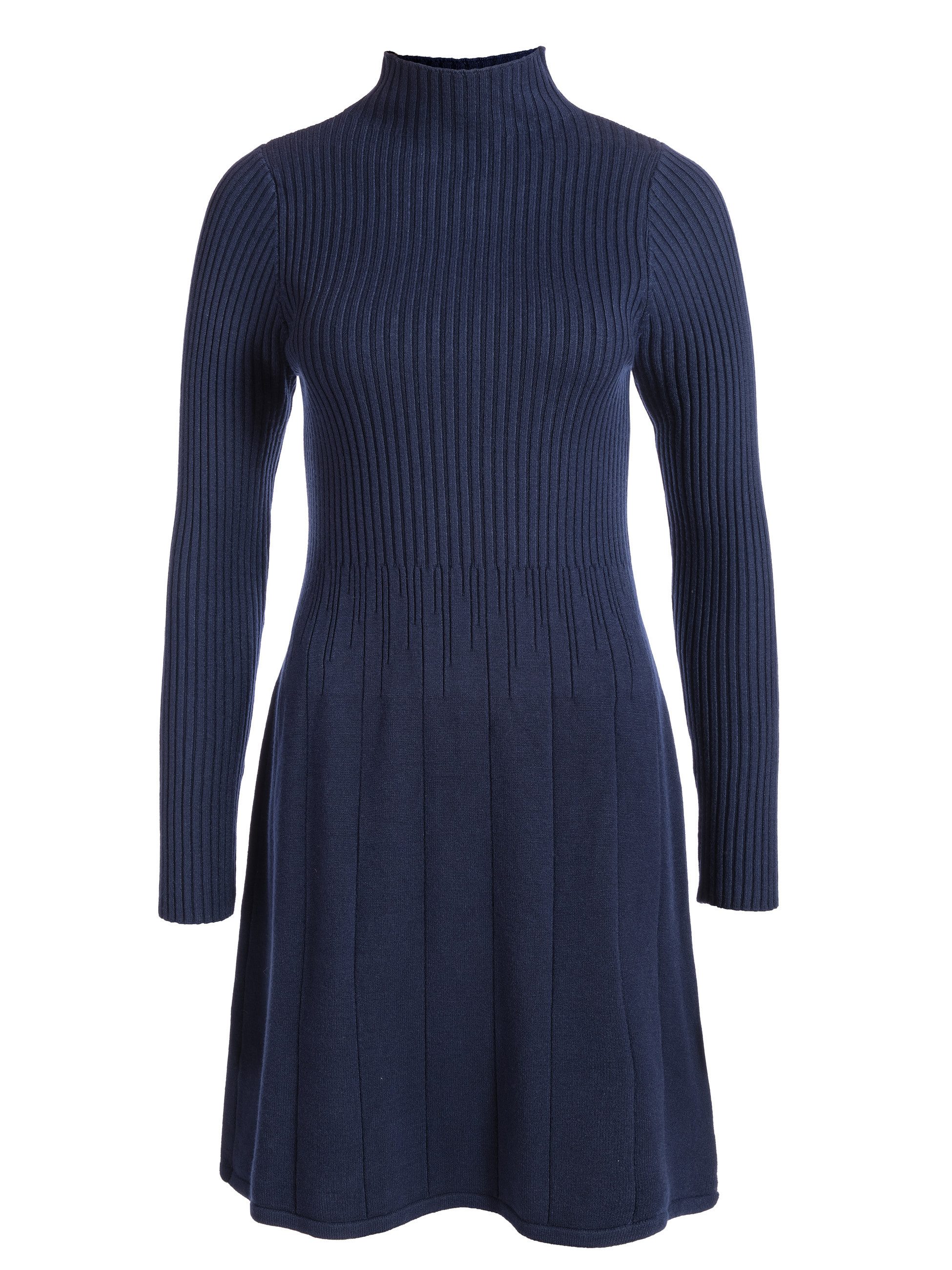 PEKIVESSA Strickkleid Kurzes Rippstrick-Kleid tailliert mit ausgestelltem R günstig online kaufen