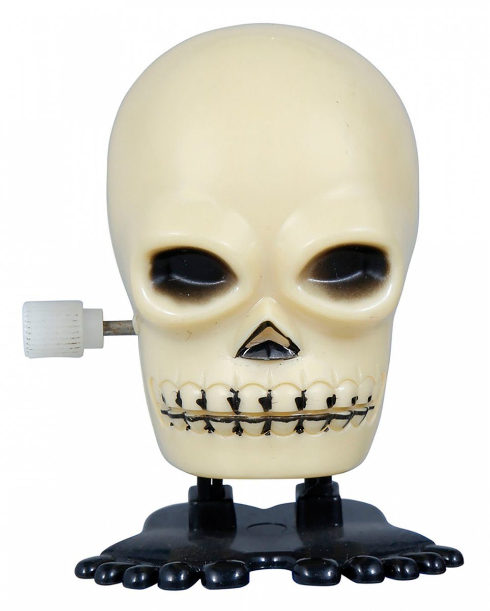 Horror-Shop Dekoobjekt Totenkopf zum Aufziehen als Geschenkidee für Hallo