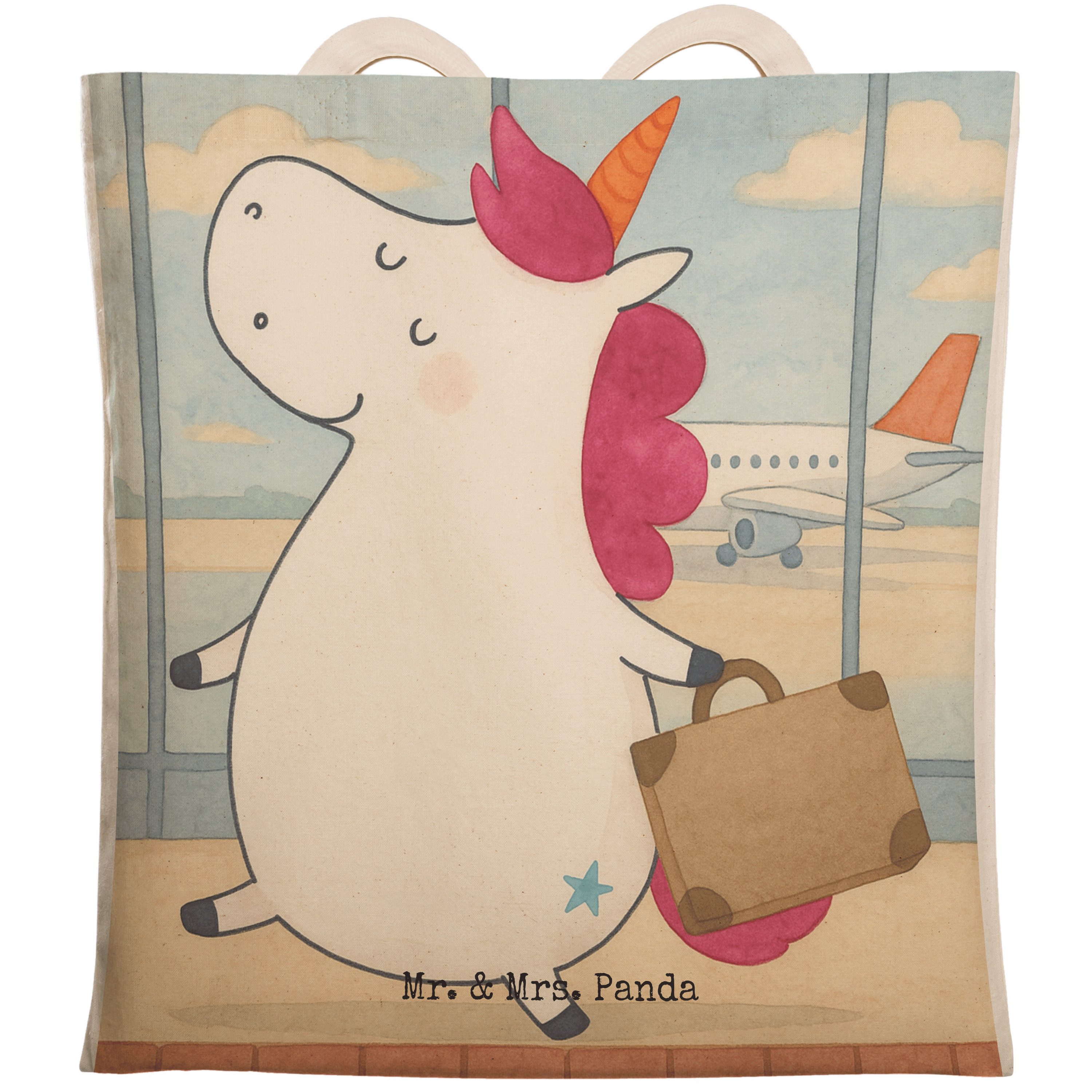 Tragetasche Einhorn Koffer Design, Tote Bag, Weiß, Spaß, Einhörner, Tragetasche